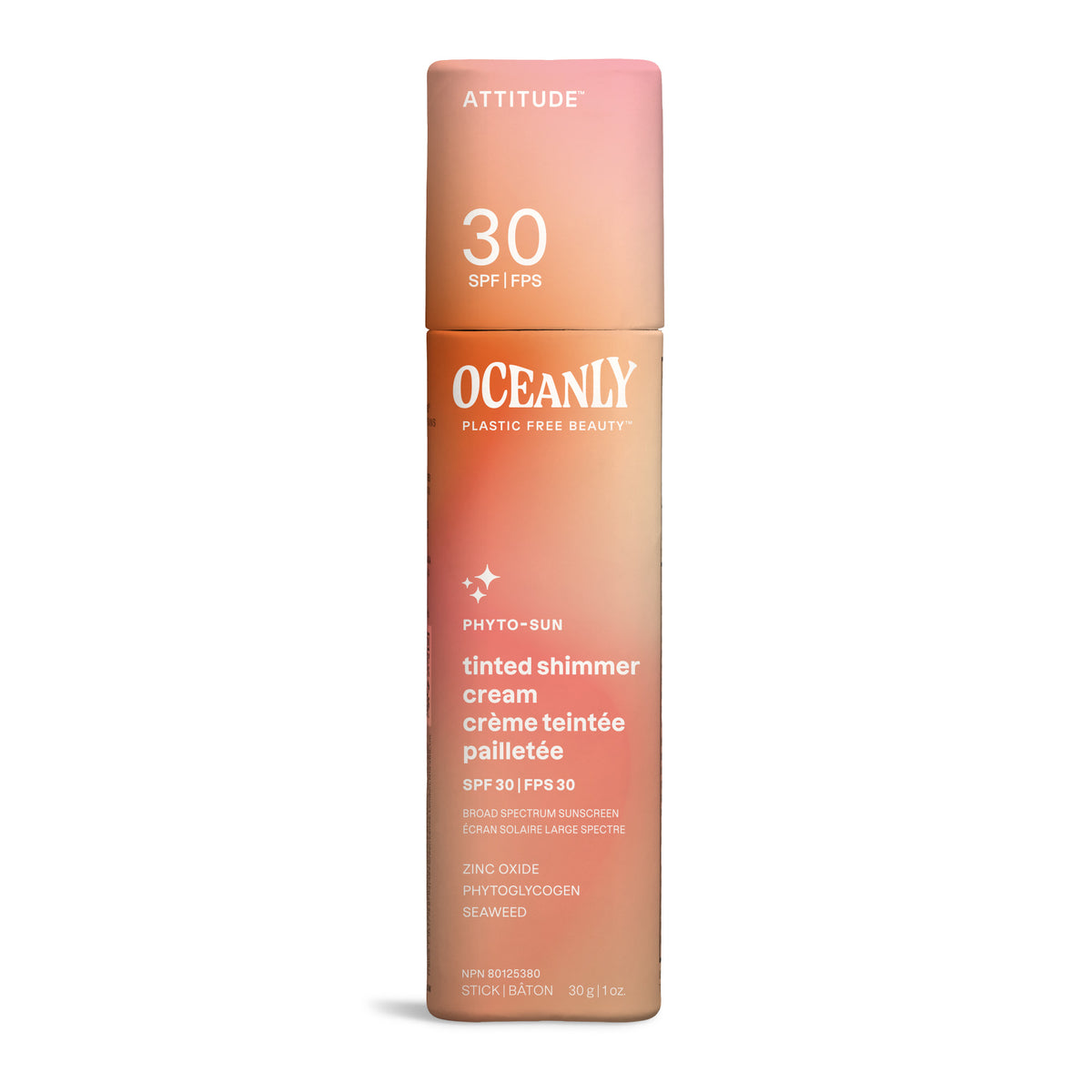 Attitude Phyto-Sun SPF 30 Tinted Face Stick Shimmer Cream 30g Glow