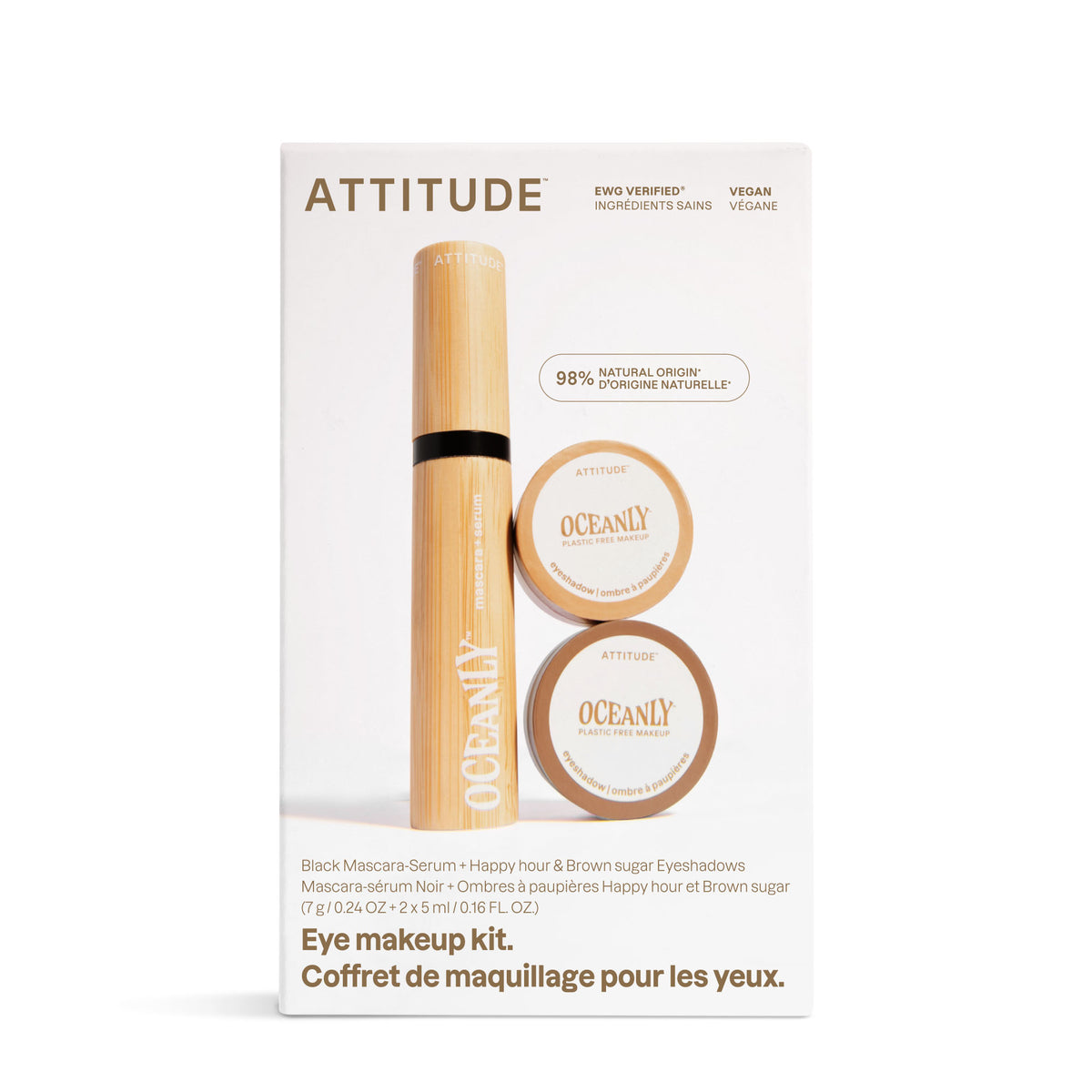 Attitude Oceanly Eye Makeup Kit Brown (Mascara, Happy Hour & Brown Sugar) Kit