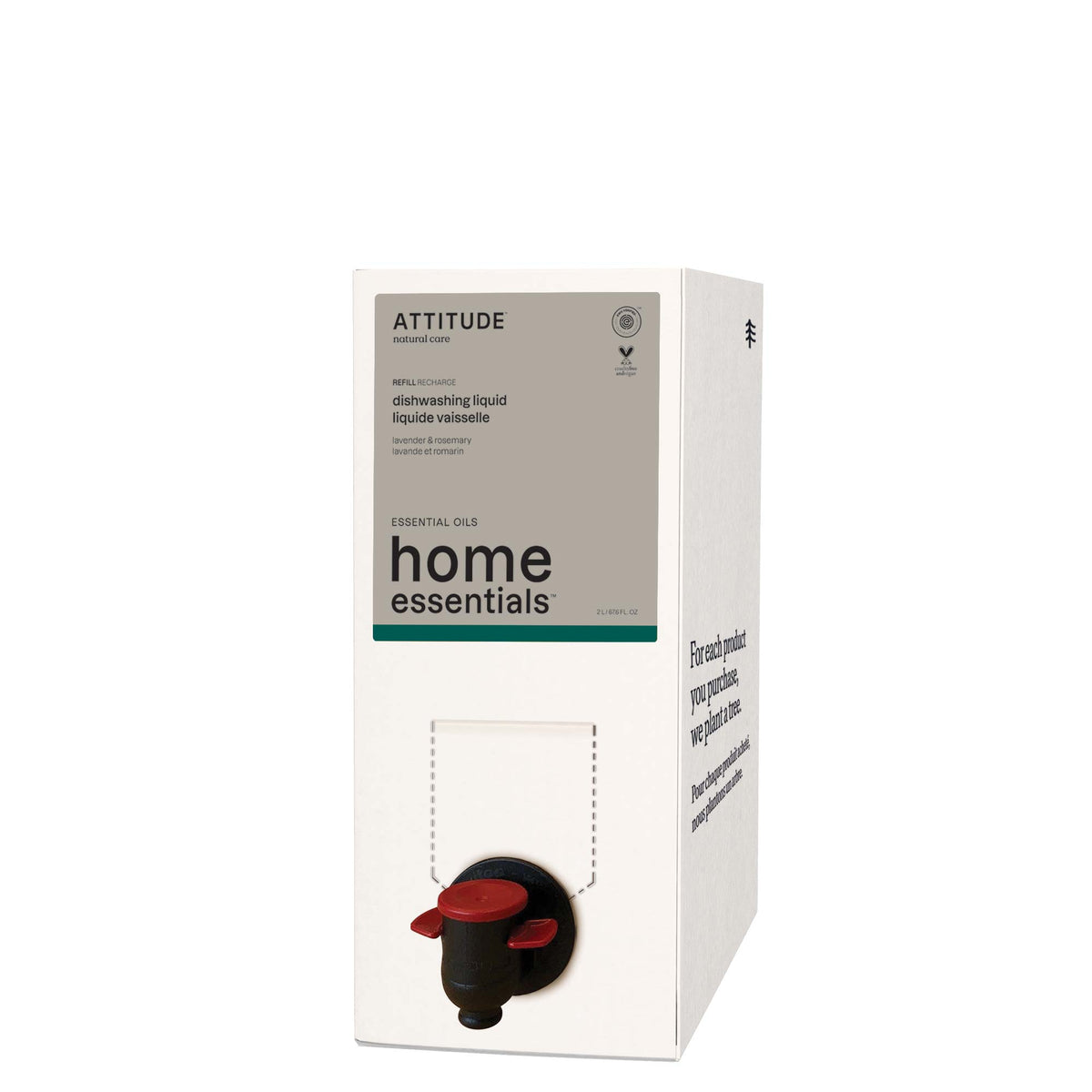 Attitude Refillable Dishwashing Liquid, Aluminum Bottles and Refills Lavender & Rosemary 2L Refill