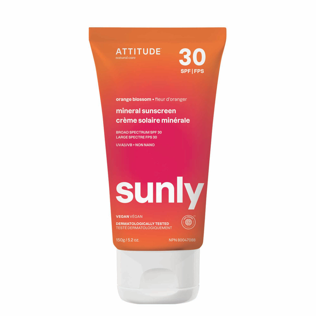 Attitude Sunly SPF 30 Mineral Sunscreen Cream 150g Orange Blossom