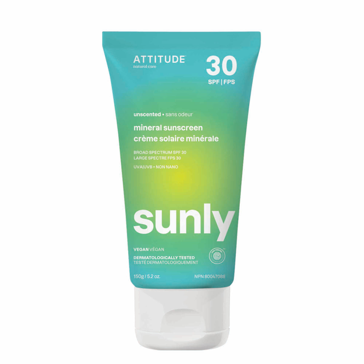 Attitude Sunly SPF 30 Mineral Sunscreen Cream 150g Unscented