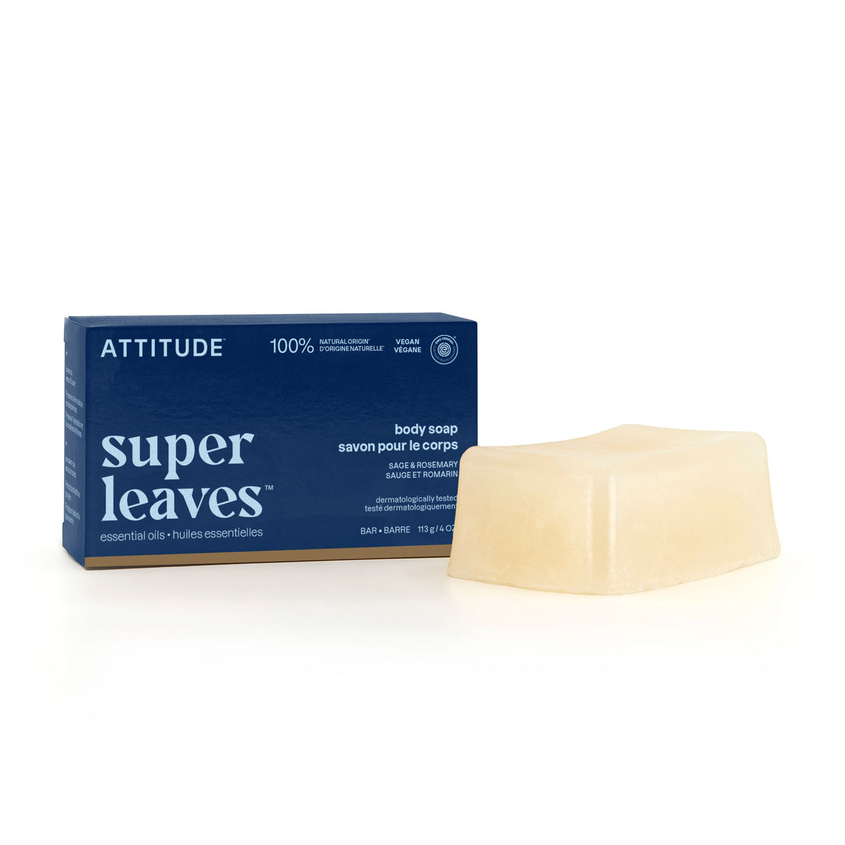 Attitude Body Soap Bar, Sage & Rosemary or Patchouli & Black Pepper Sage & Rosemary 113g