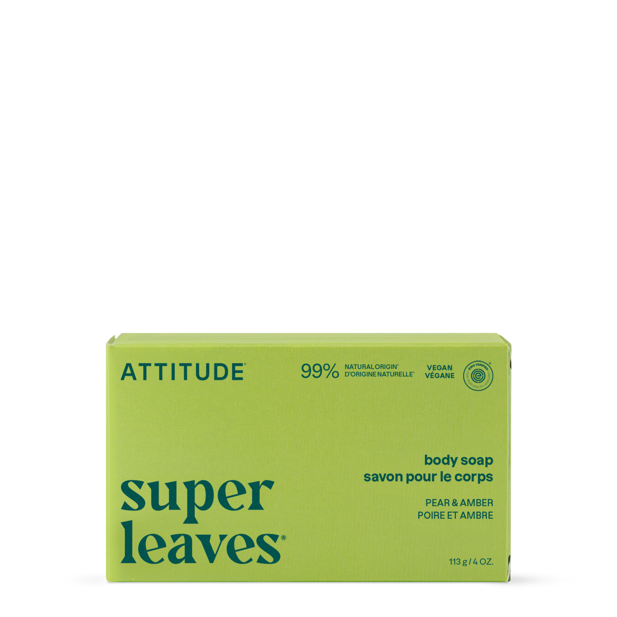 Attitude Super Leaves Body Soap Bar Pear & Amber 113g