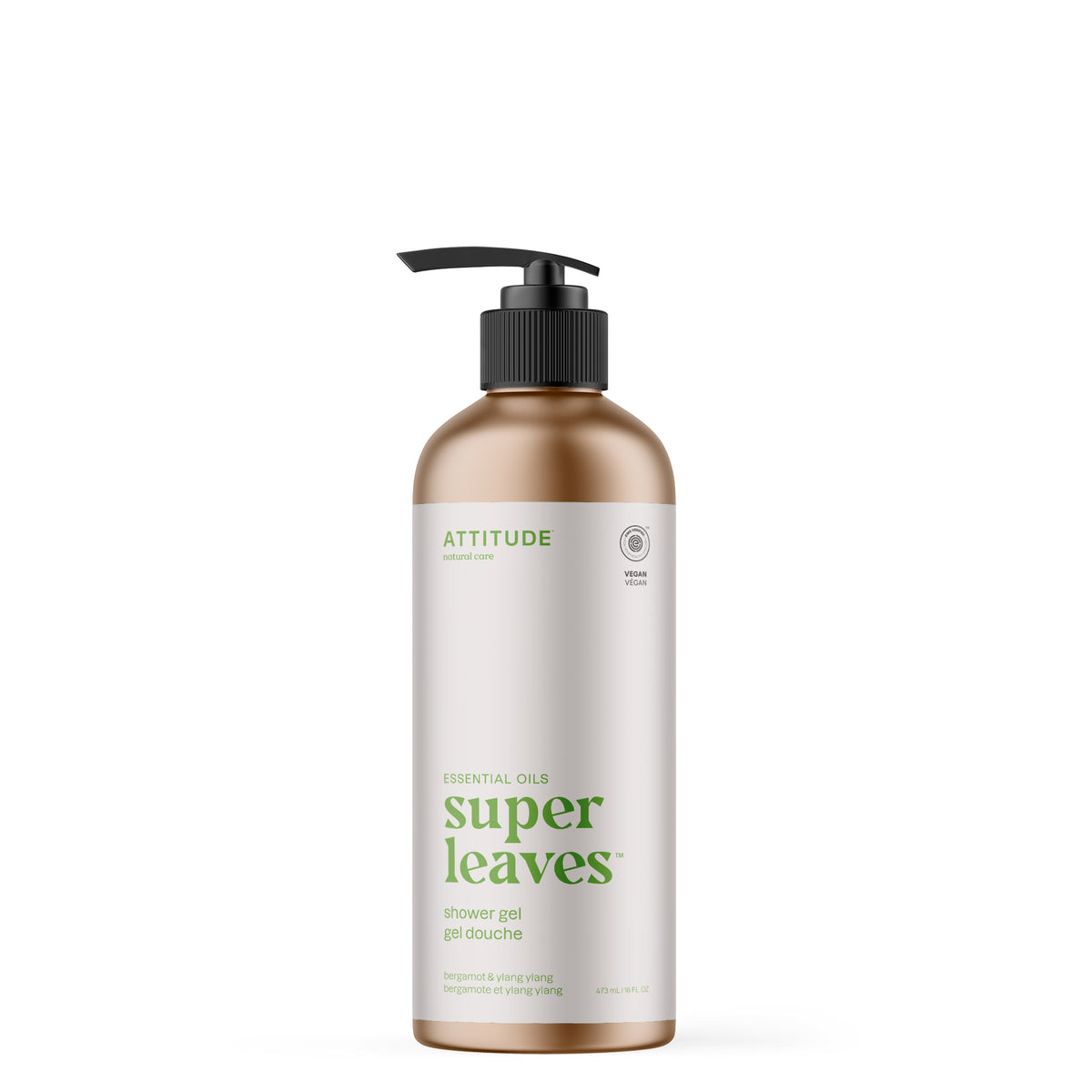 Attitude Refillable Shower Gel, Aluminum Bottles and Refills Bergamot & Ylang Ylang 6 x 473ml Aluminum Bottles