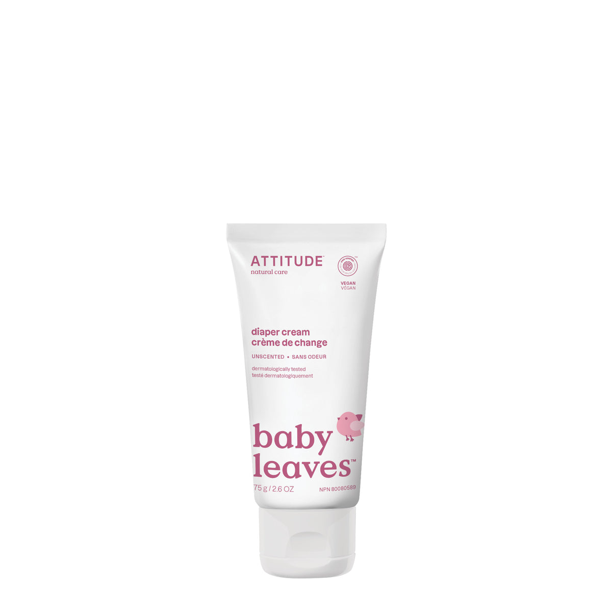 Attitude Baby Diaper Cream with Zinc Oxide Baby Leaves Unscented (25% Zinc) 75g