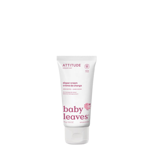 Attitude Baby Diaper Cream with Zinc Oxide Baby Leaves Unscented (25% Zinc) 75g