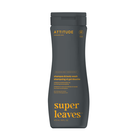 Attitude Super Leaves MEN 2-in-1 Shampoo & Body Wash, Nourishing 473ml