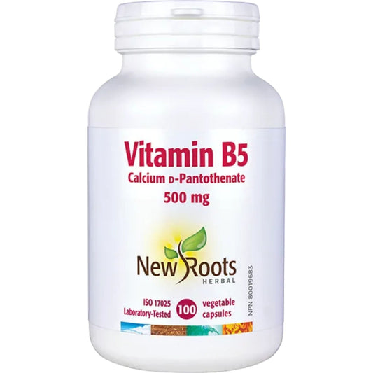 100 Vegetable Capsules | New Roots Vitamin B5 500mg, Calcium D-Pantothenate