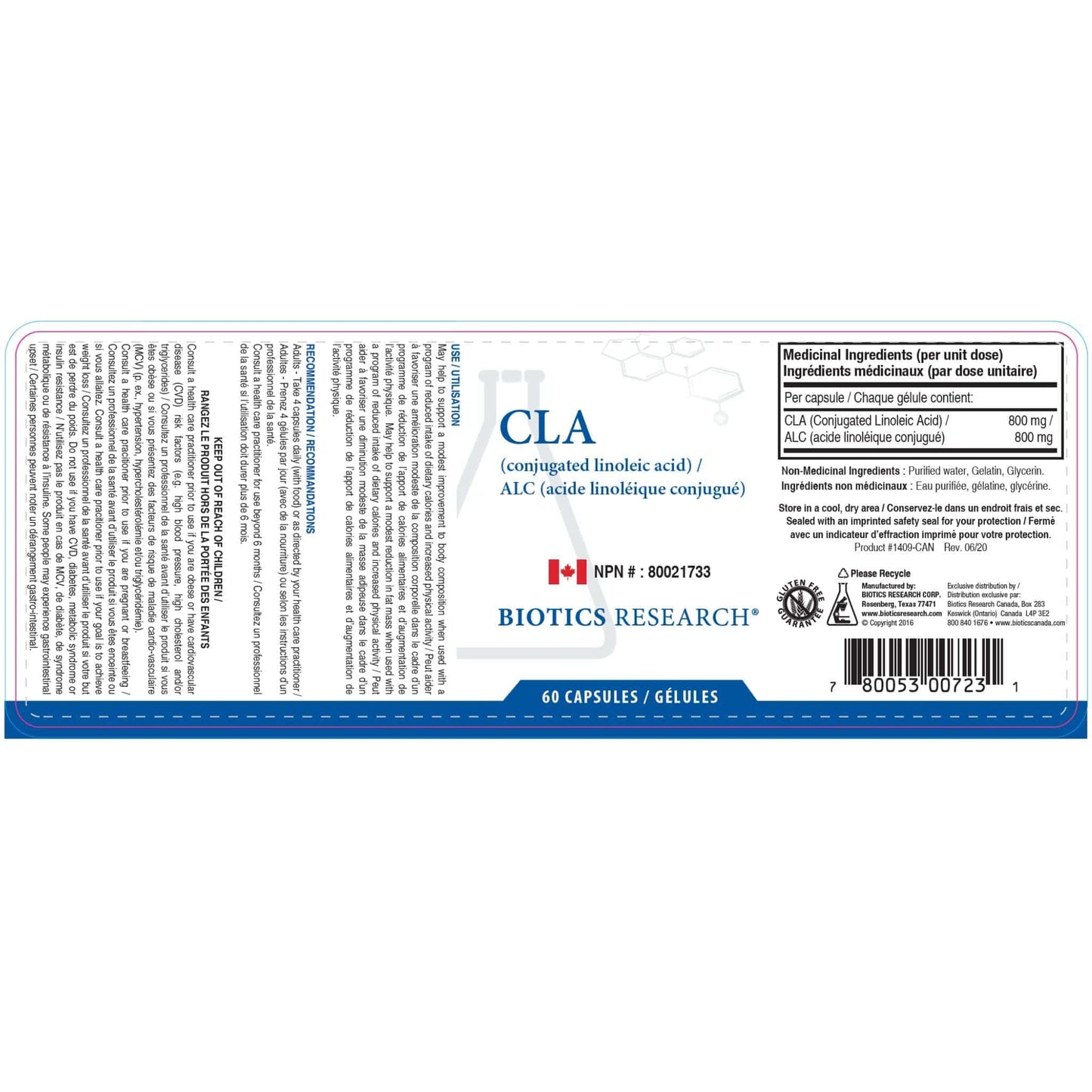 60 Capsules | Biotics Research CLA (Conjugated Linoleic Acid)