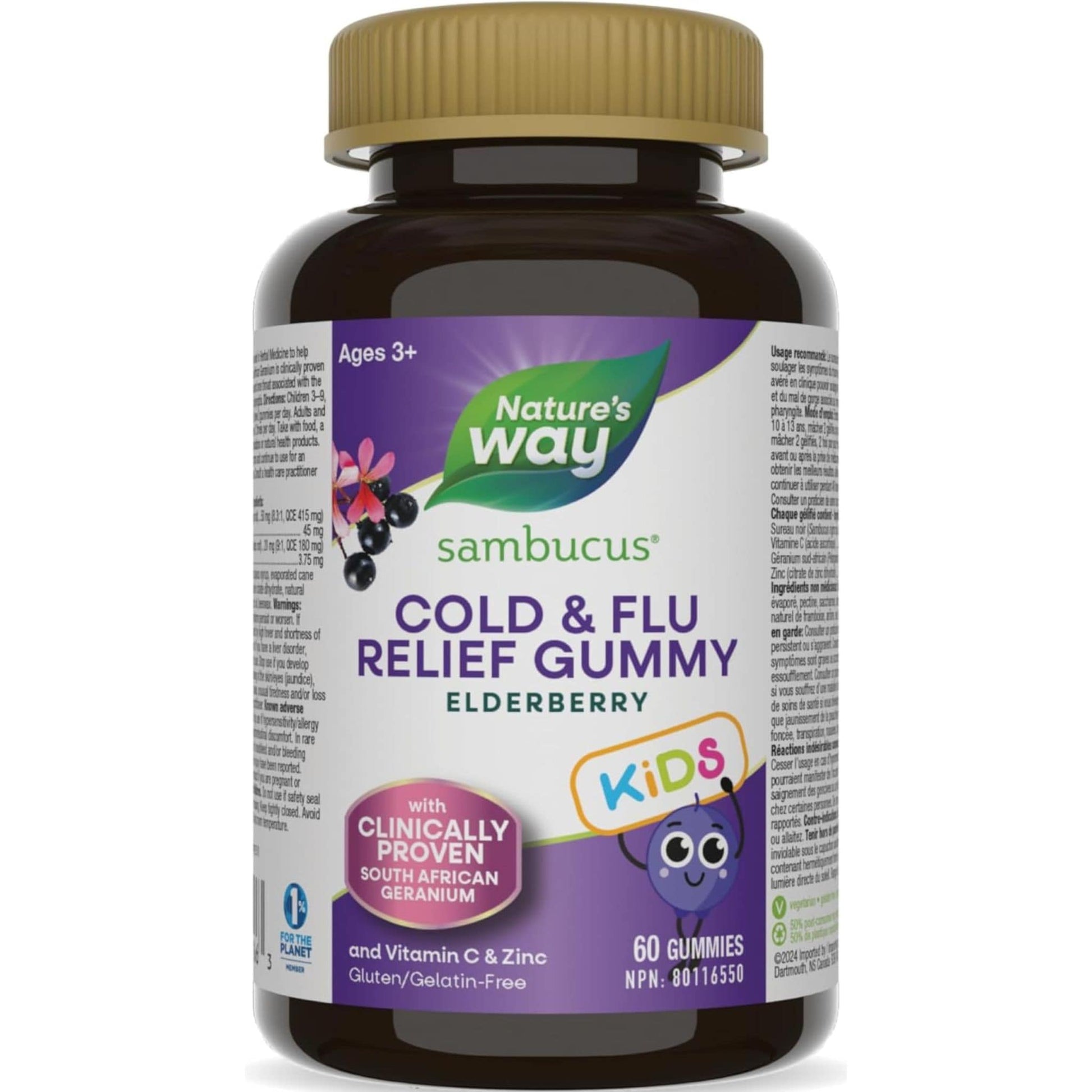 Elderberry, 60 Gummies | Nature's Way Sambucus Cold and Flu Relief Gummy for Kids
