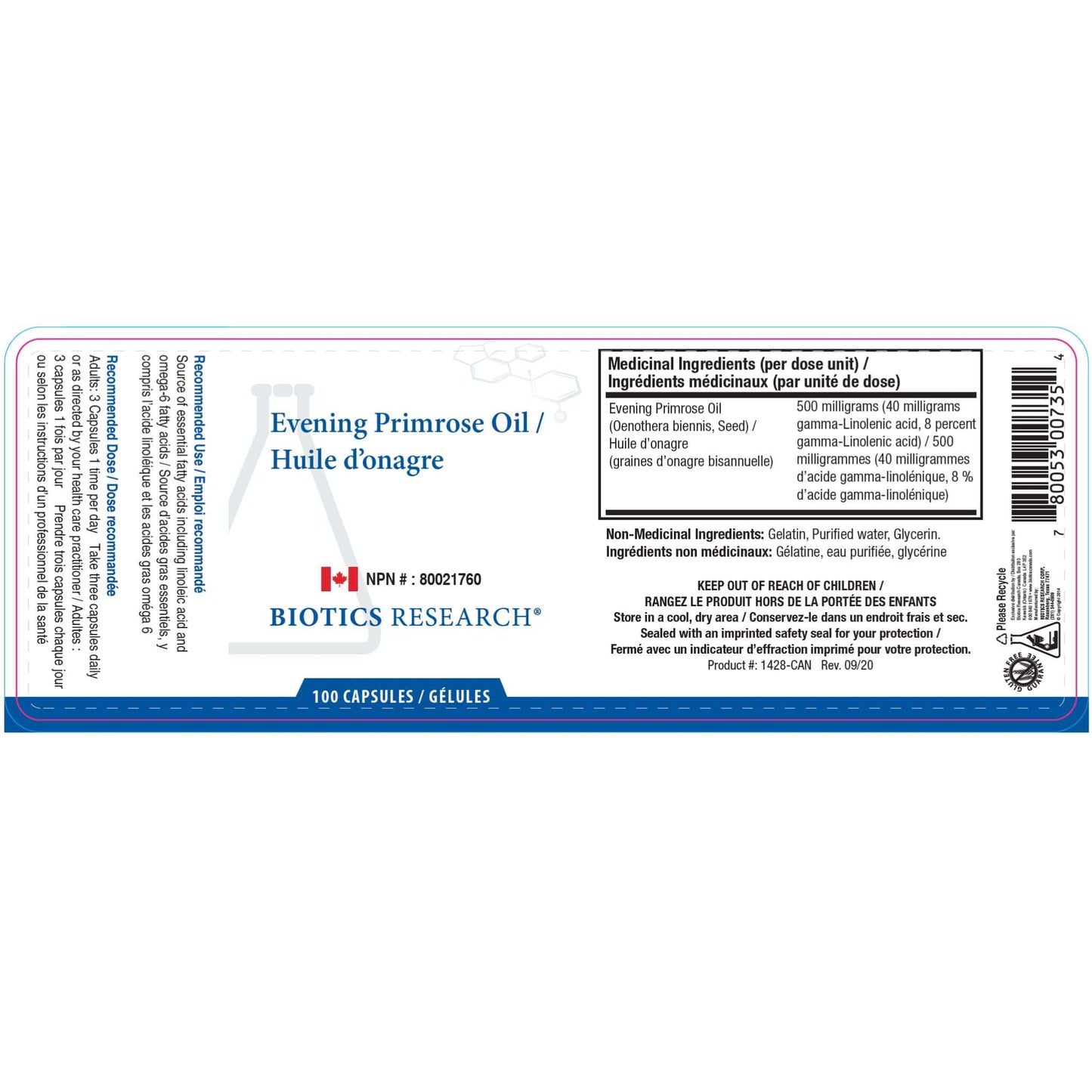 100 Capsules | Biotics Research Evening Primrose Oil