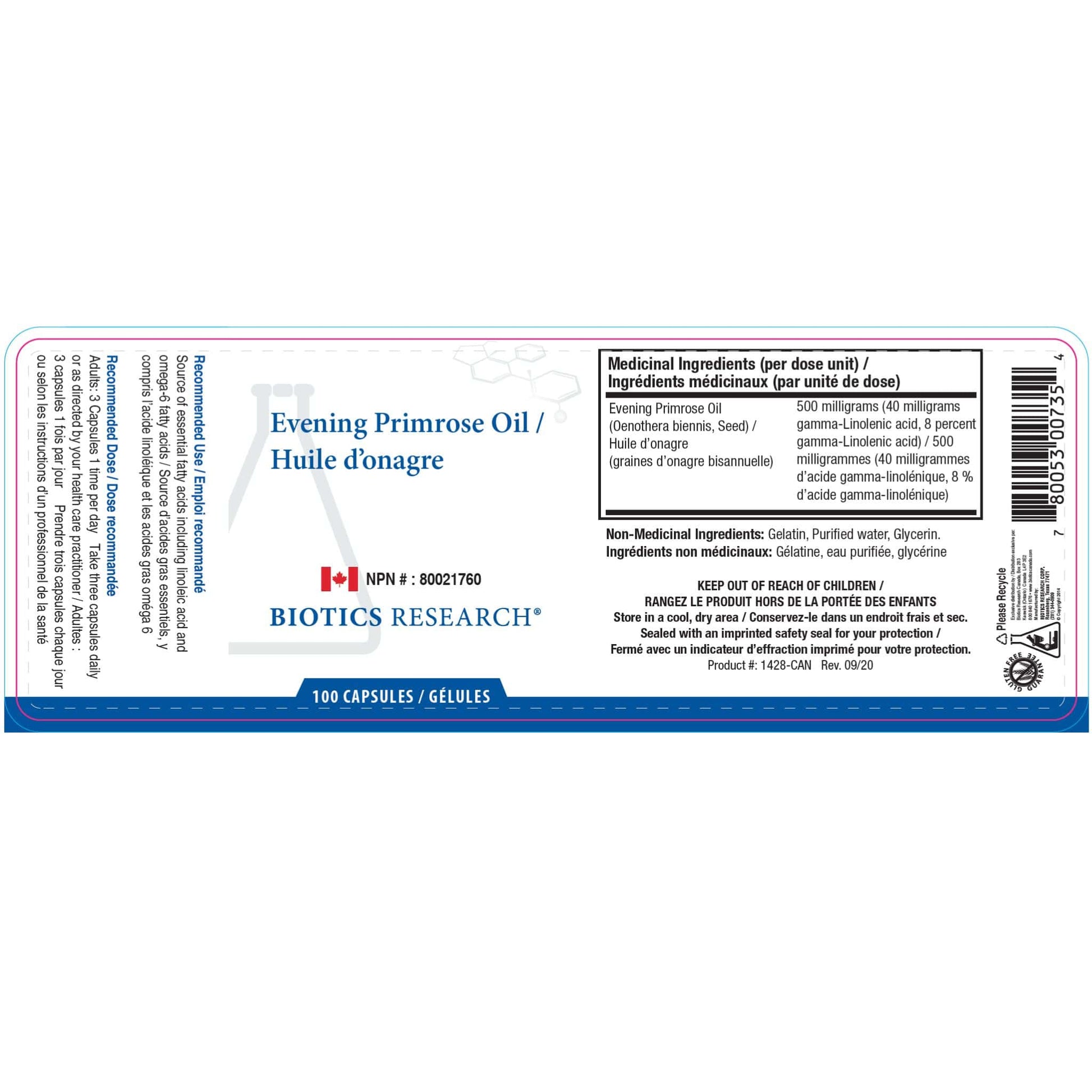 100 Capsules | Biotics Research Evening Primrose Oil