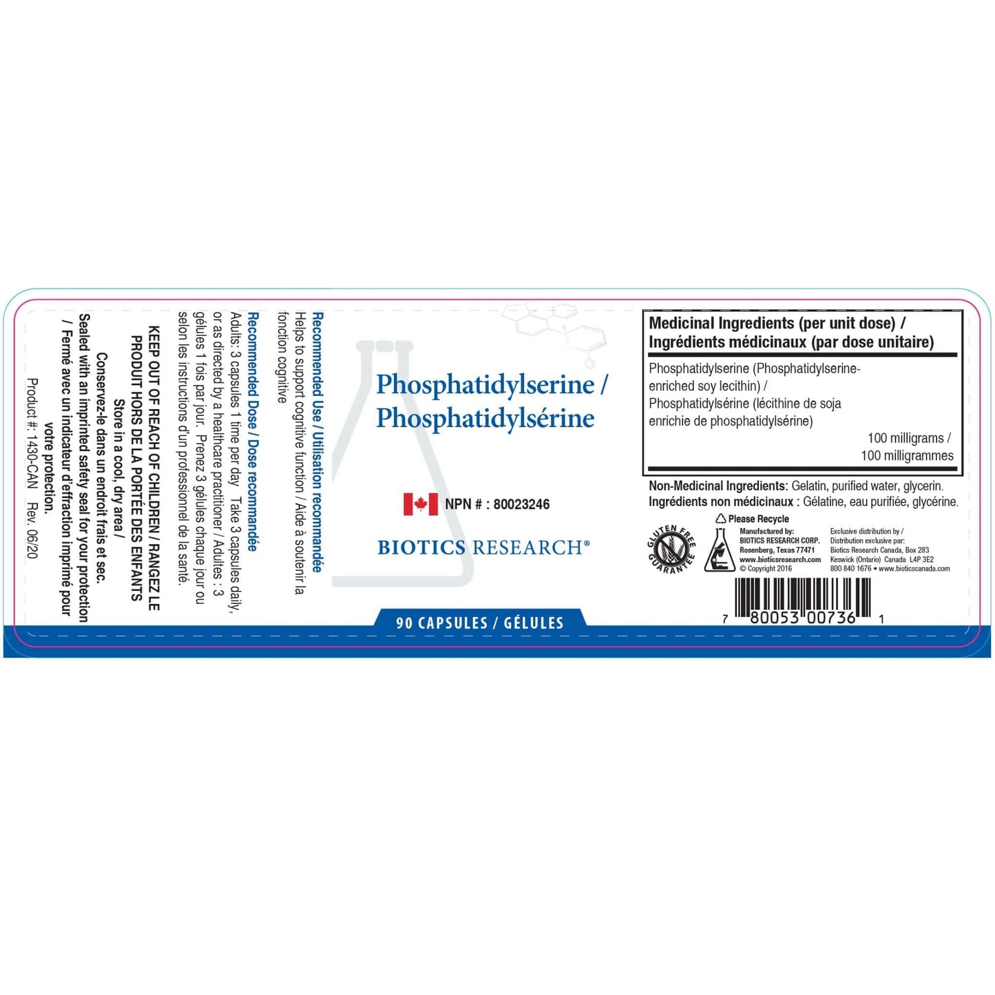 90 Capsules | Biotics Research Phosphatidylserine