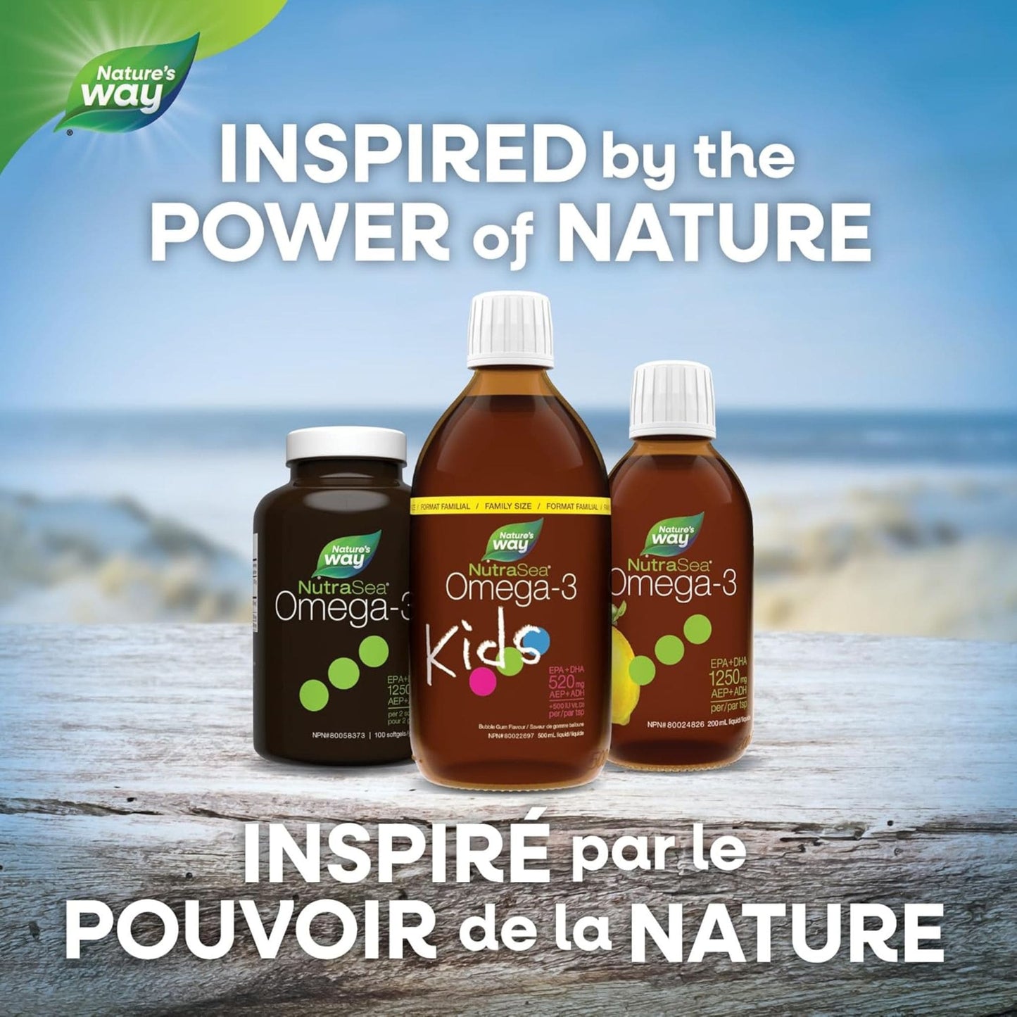 Tropical Citrus Flavoured, 30 Gummies | Nature's Way NutraSea Omega-3 Kids EPA+DHA 500 mg / Vitamin D3 500 IU