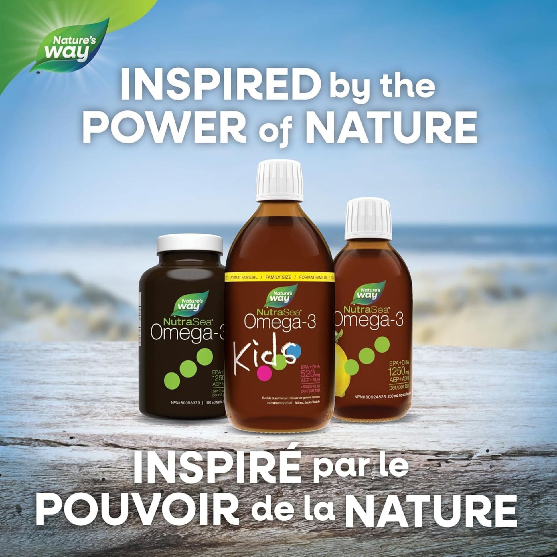 Tropical Citrus Flavoured, 30 Gummies | Nature's Way NutraSea Omega-3 Kids EPA+DHA 500 mg / Vitamin D3 500 IU