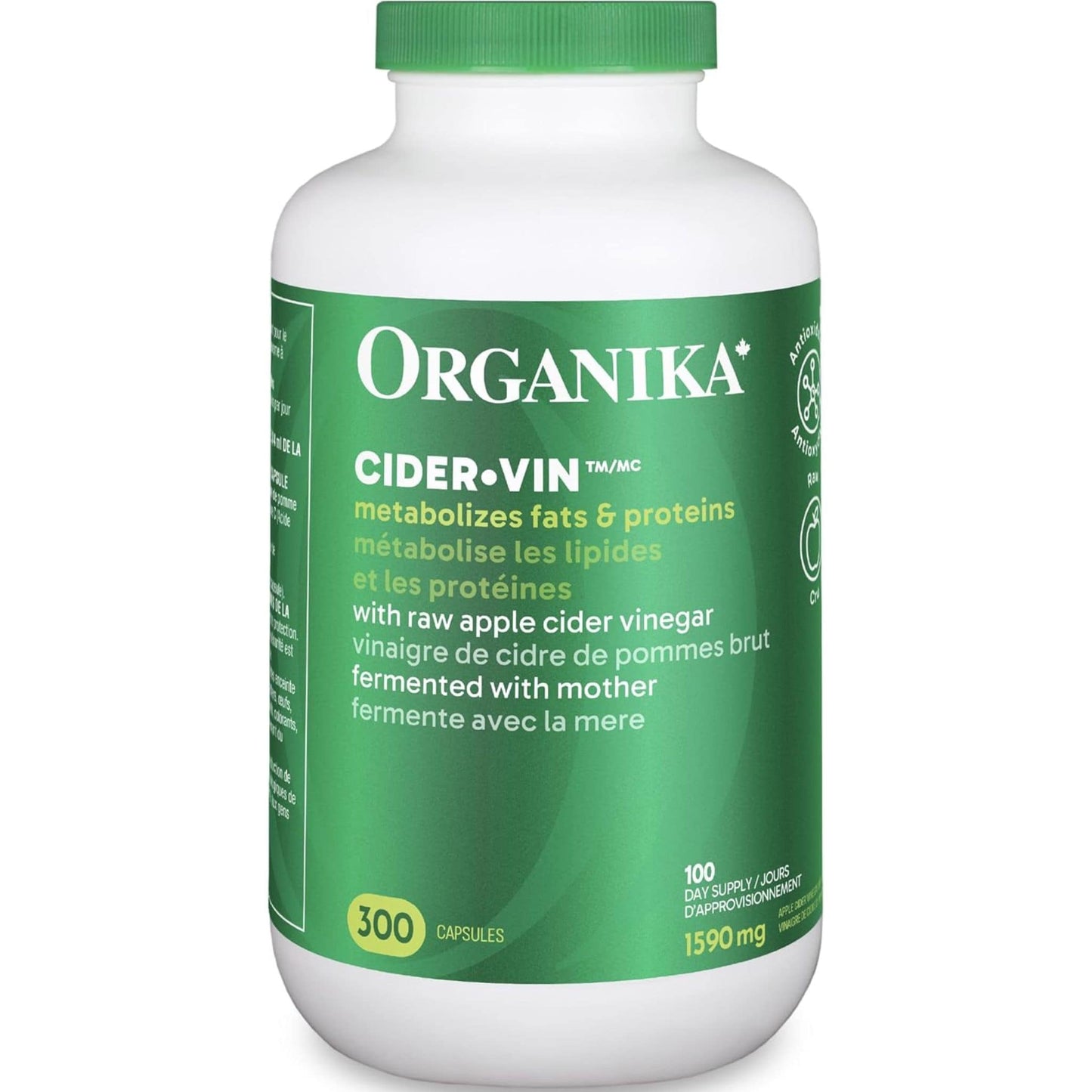300 Capsules | Organika Cider Vin 1,590 mg