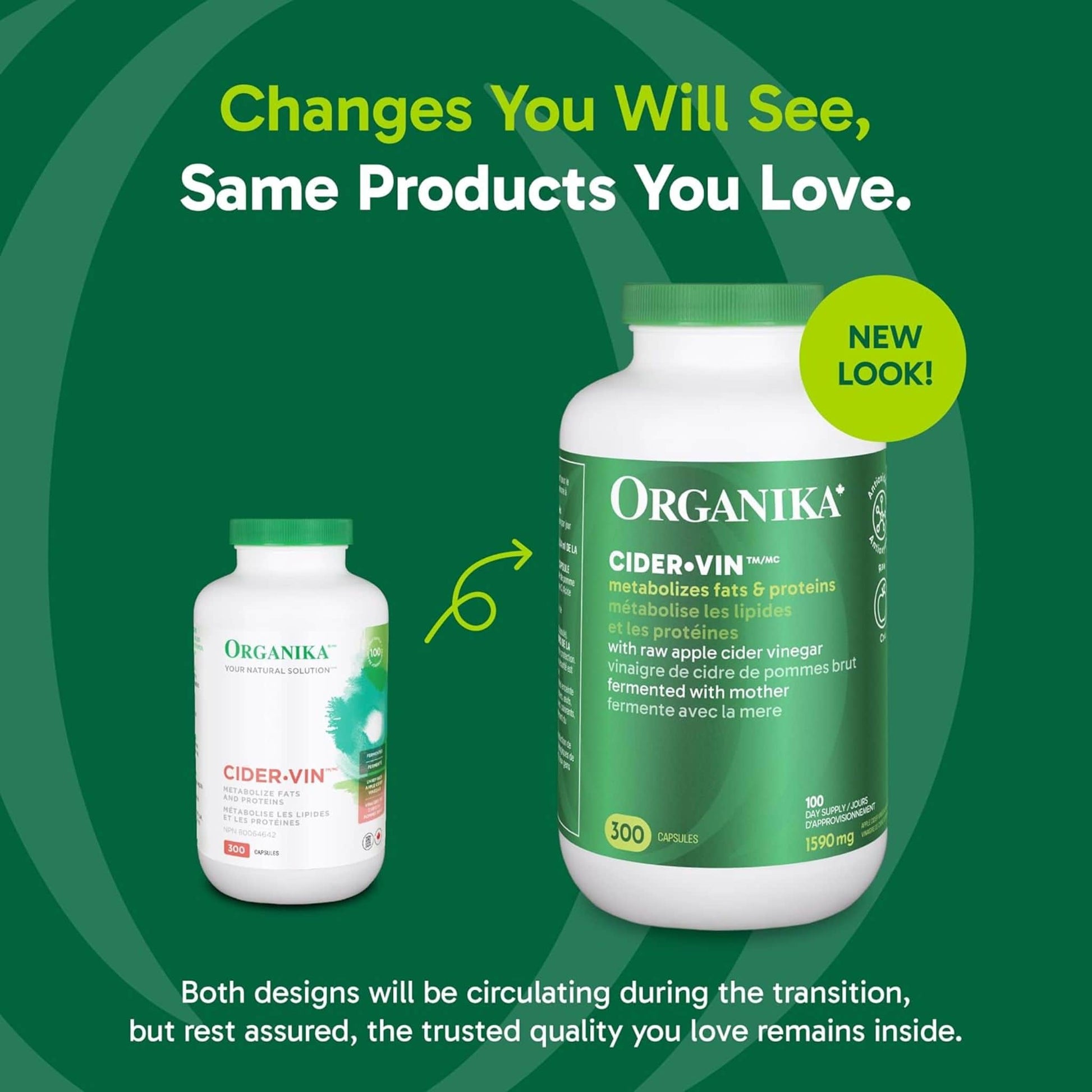 300 Capsules | Organika Cider Vin 1,590 mg