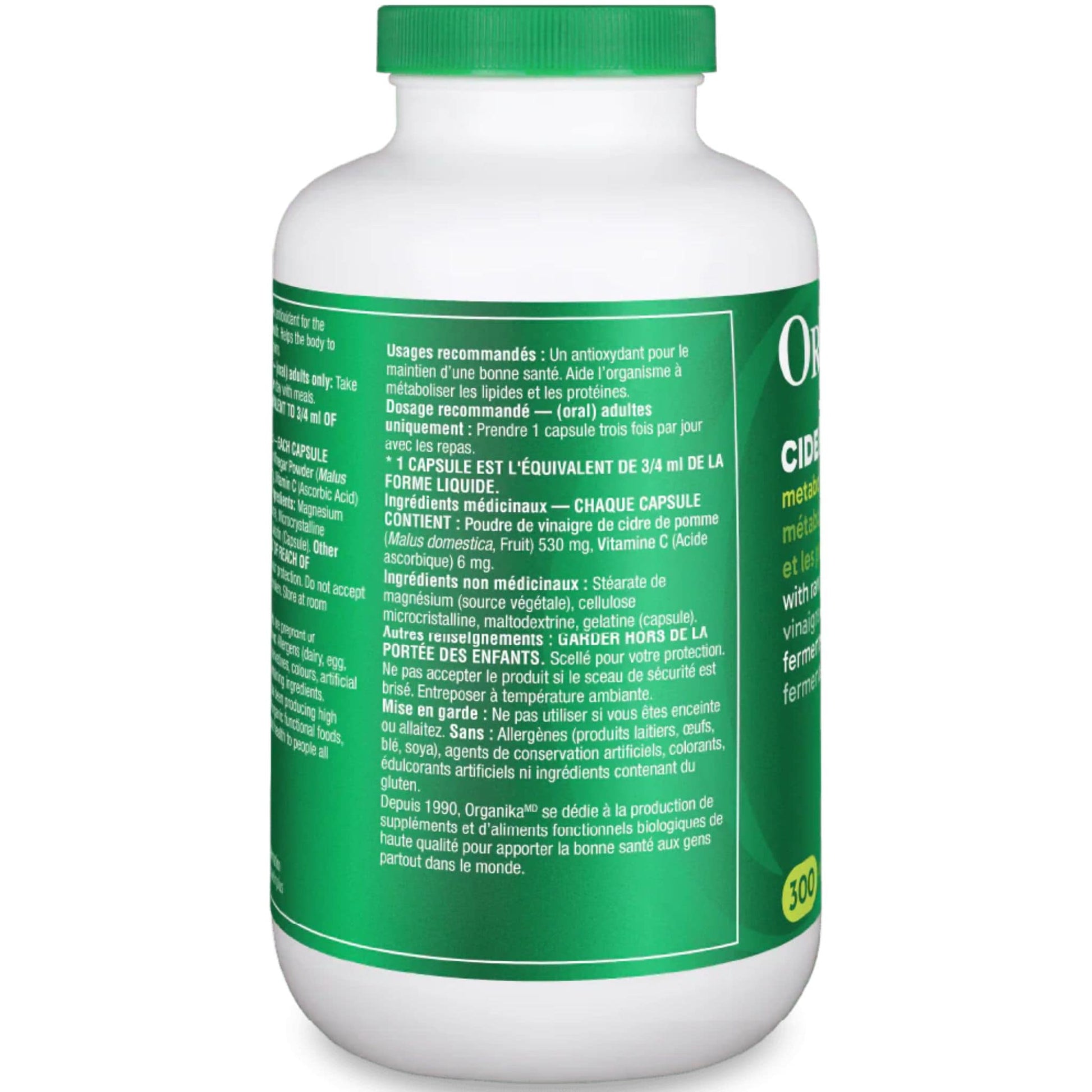 300 Capsules | Organika Cider Vin 1,590 mg