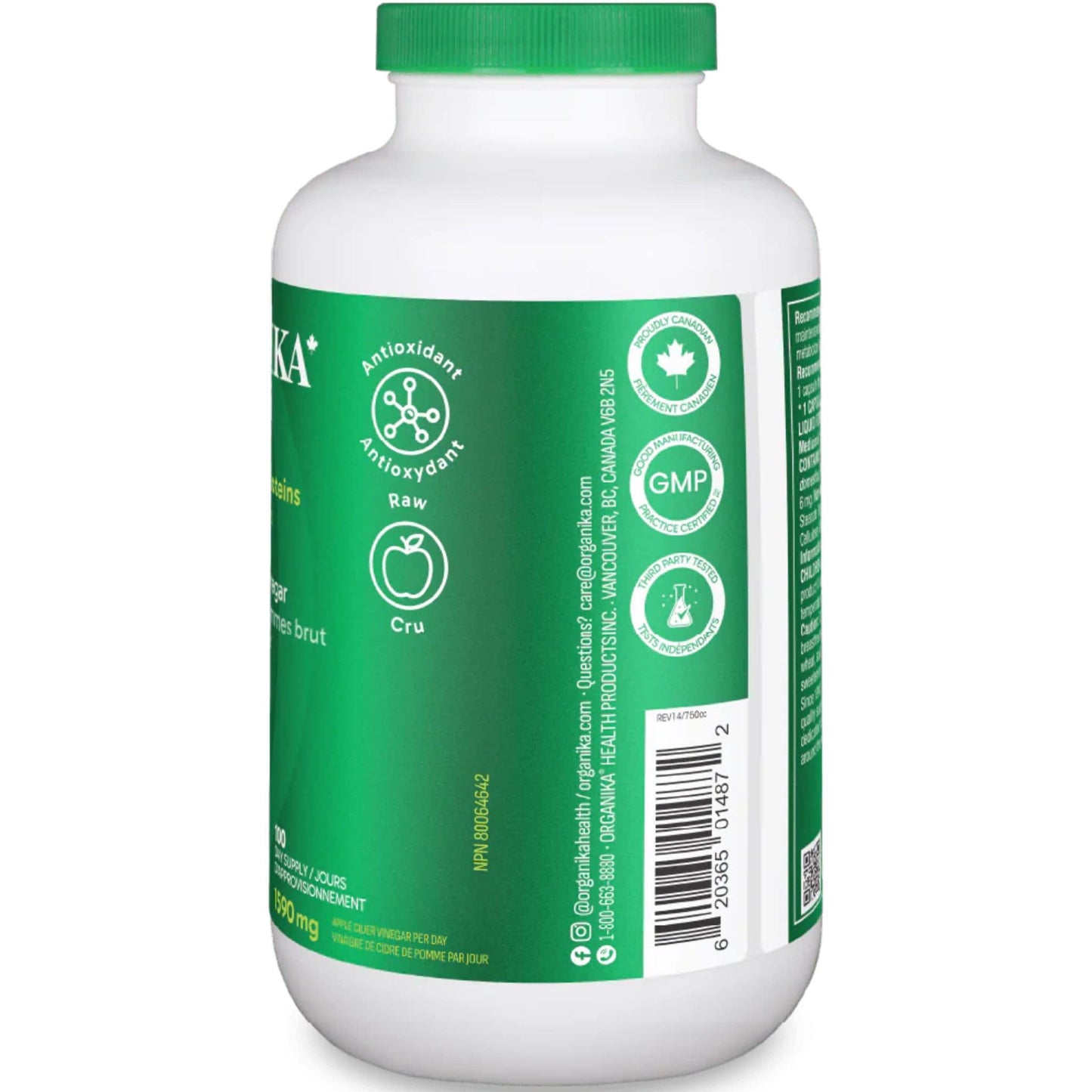 300 Capsules | Organika Cider Vin 1,590 mg