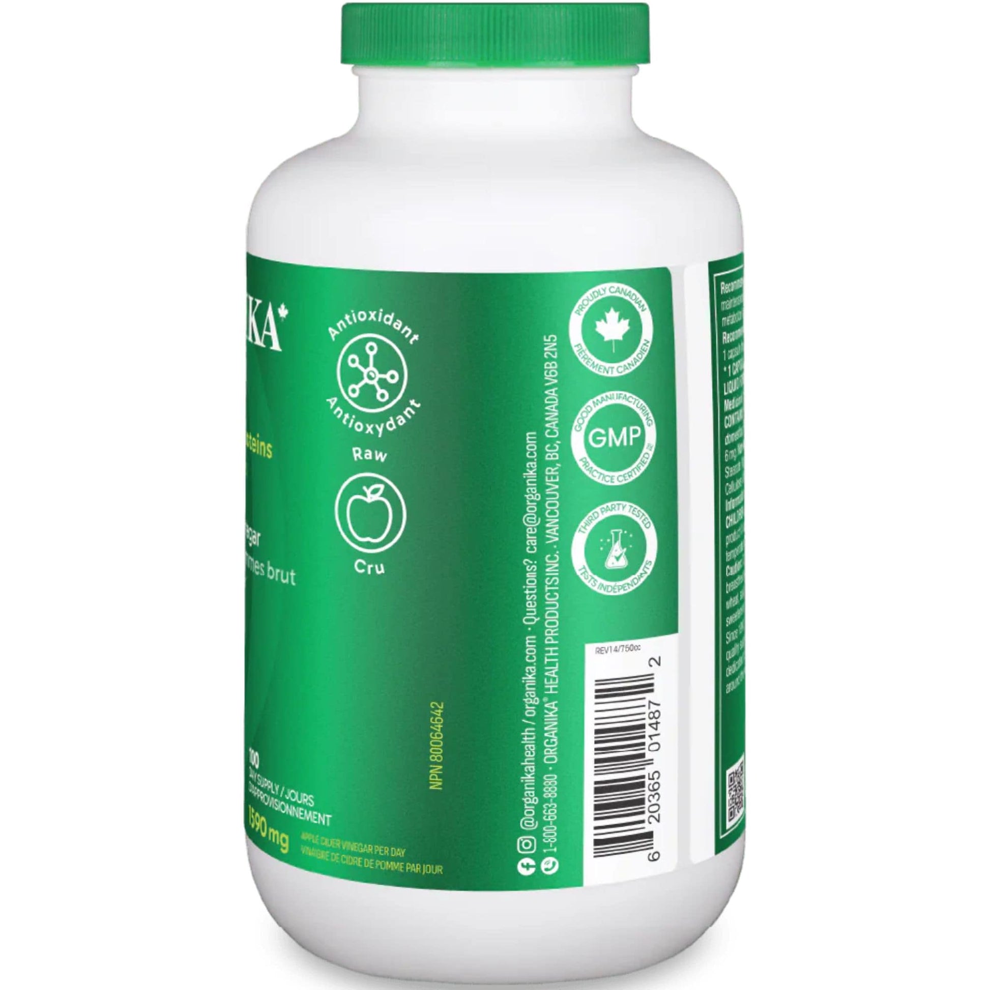 300 Capsules | Organika Cider Vin 1,590 mg