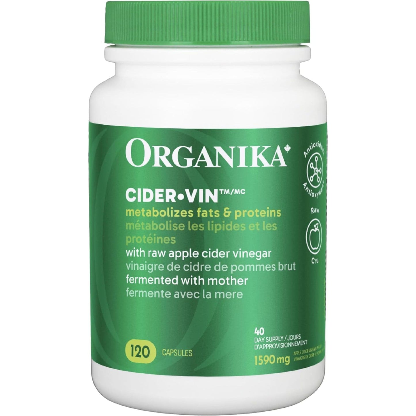 120 Capsules | Organika Cider Vin 1,590 mg