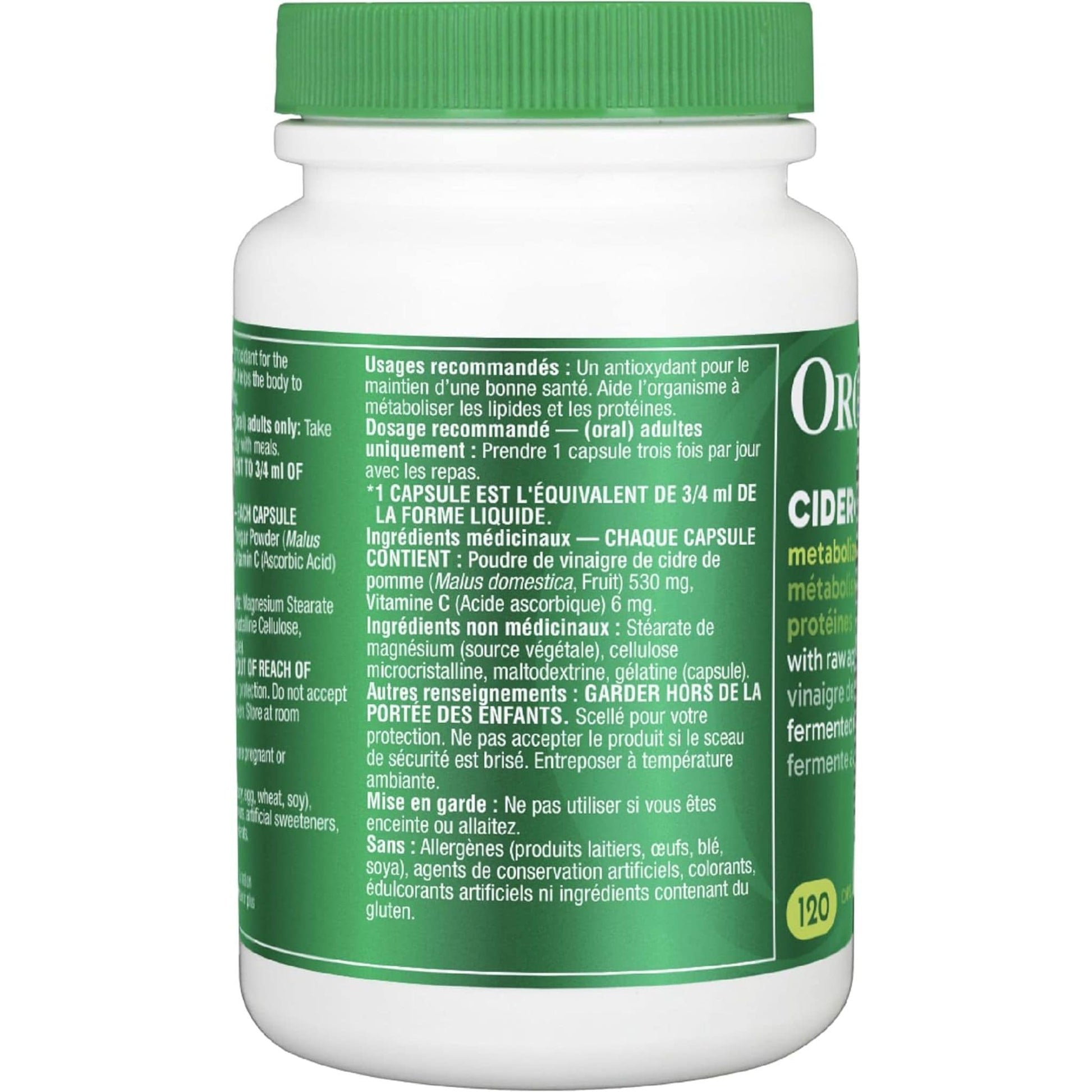 120 Capsules | Organika Cider Vin 1,590 mg