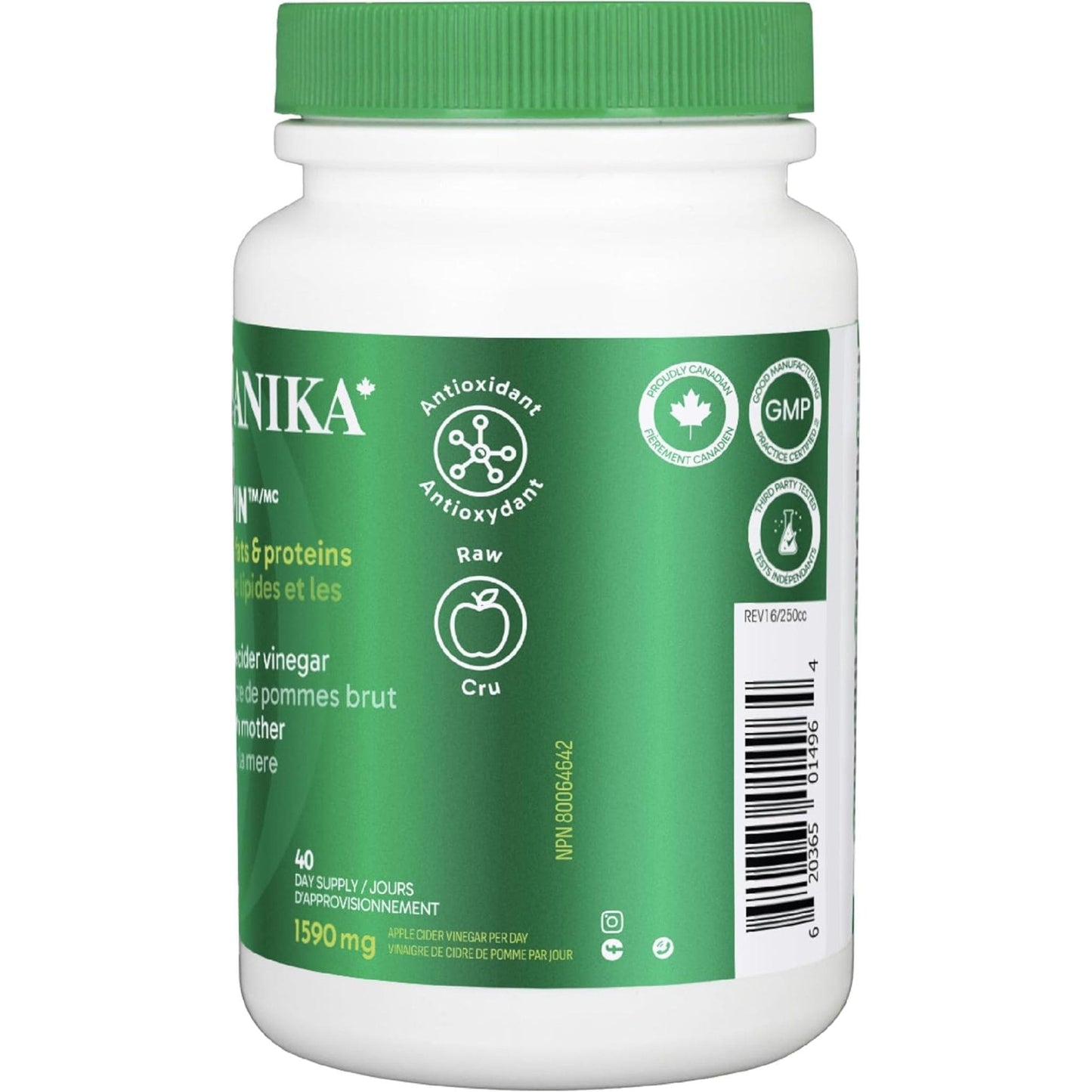 120 Capsules | Organika Cider Vin 1,590 mg
