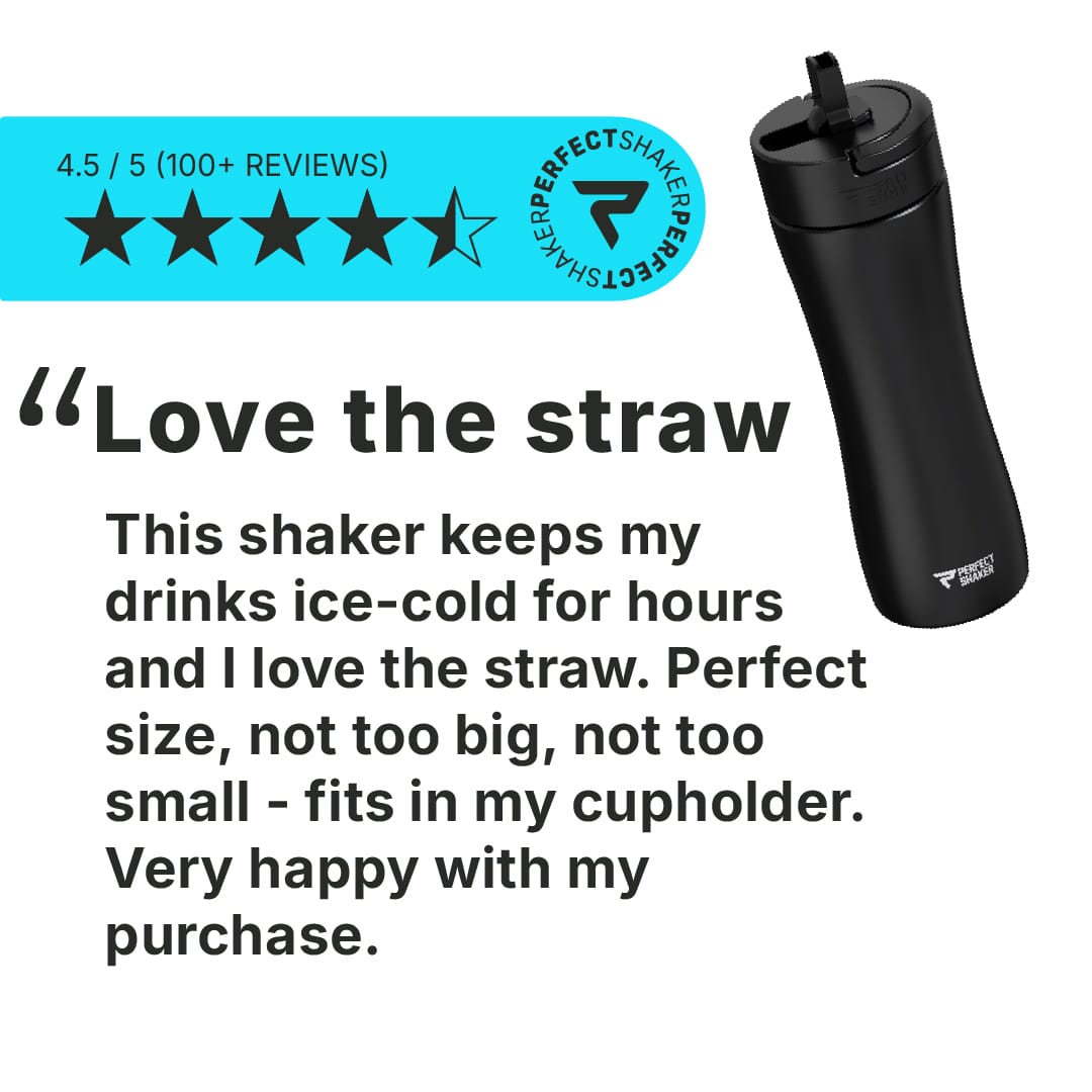 PerfectShaker LUMA Stainless Steel Shaker Cup with Straw, Double Wall Insulated Cold 12+ Hours, Leak-Proof and Dishwasher Safe, 650ml
