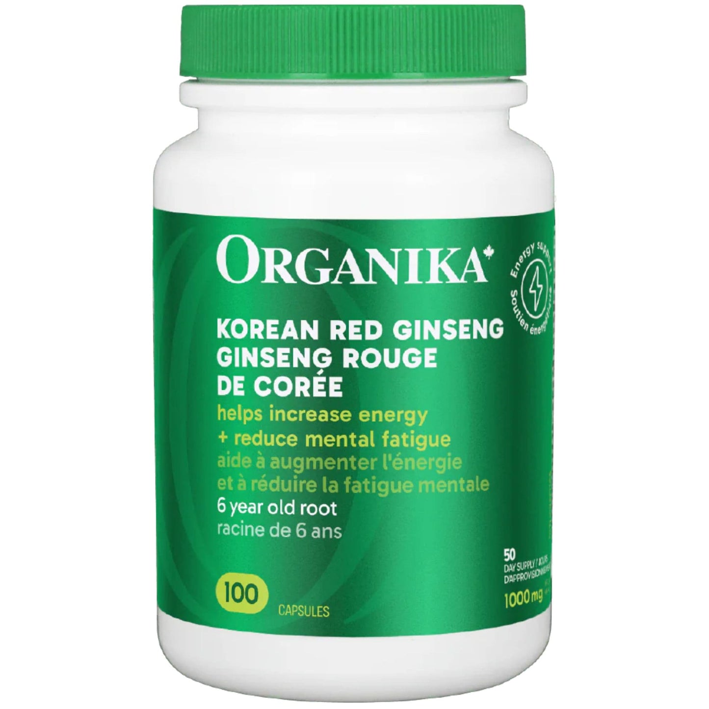 100 Capsules | Organika Korean Red Ginseng 1000 mg