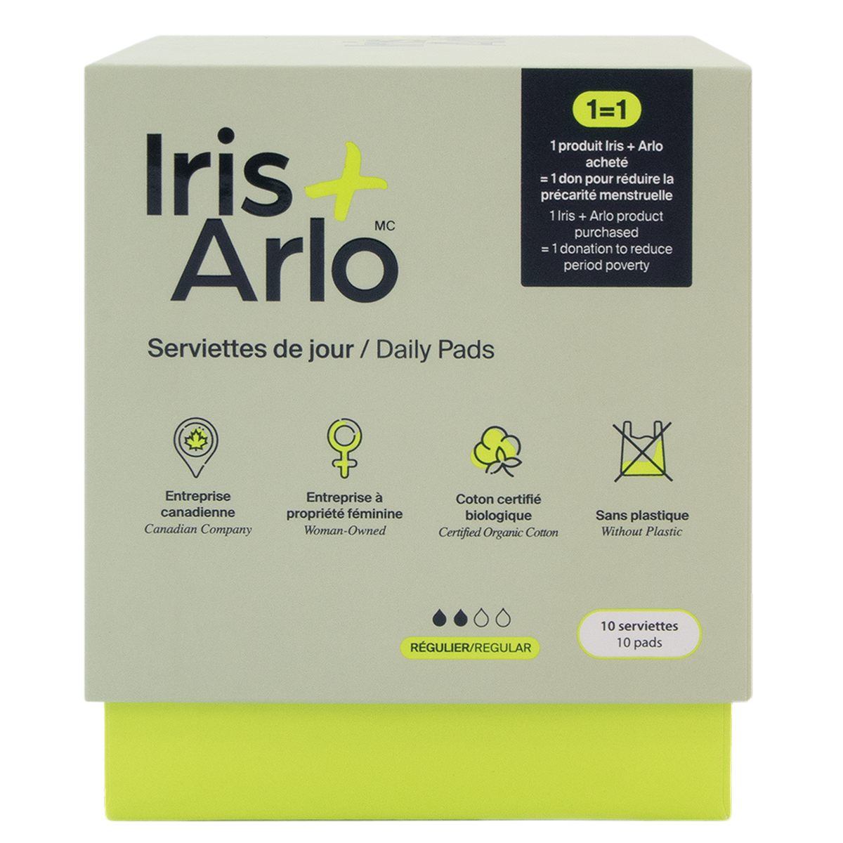 Iris + Arlo Organic Cotton Pads Regular 10 Pads