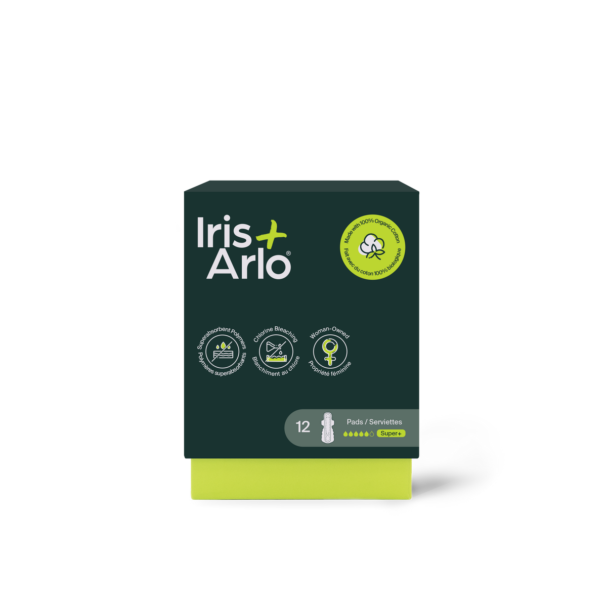 Iris + Arlo Organic Cotton Pads Super+ 12 Pads
