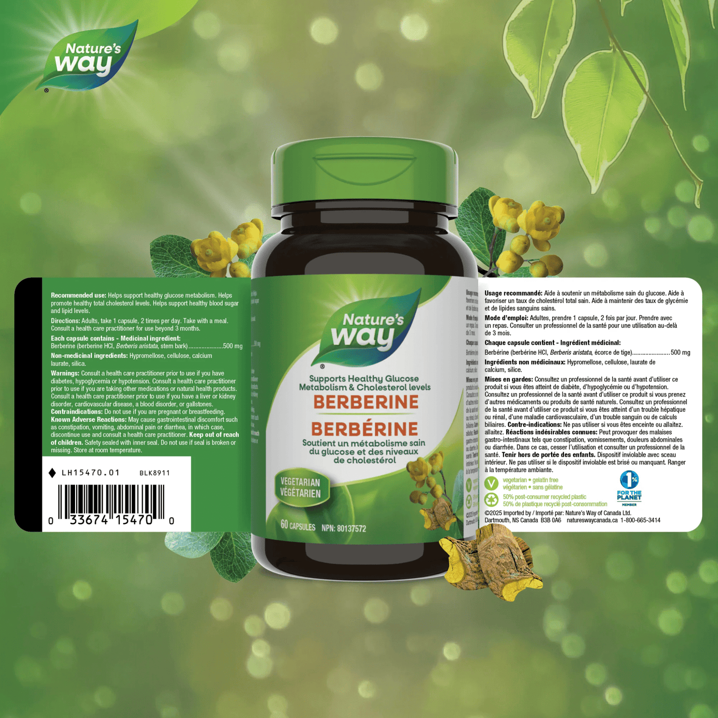 60 Vegetable Capsules | Nature's Way Berberine