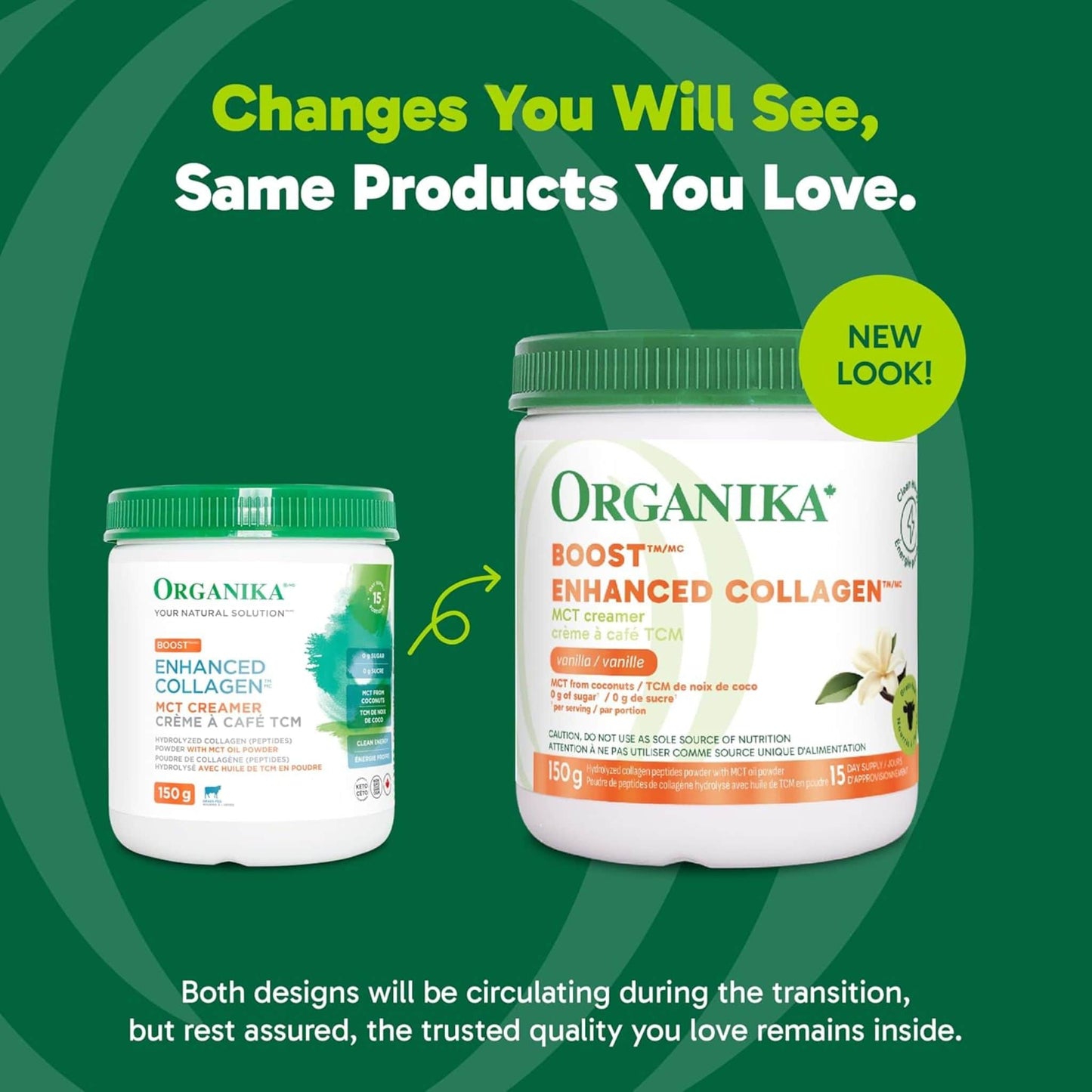 Vanilla Flavour, 150g | Organika Boost Enhanced Collagen Powder MCT Creamer