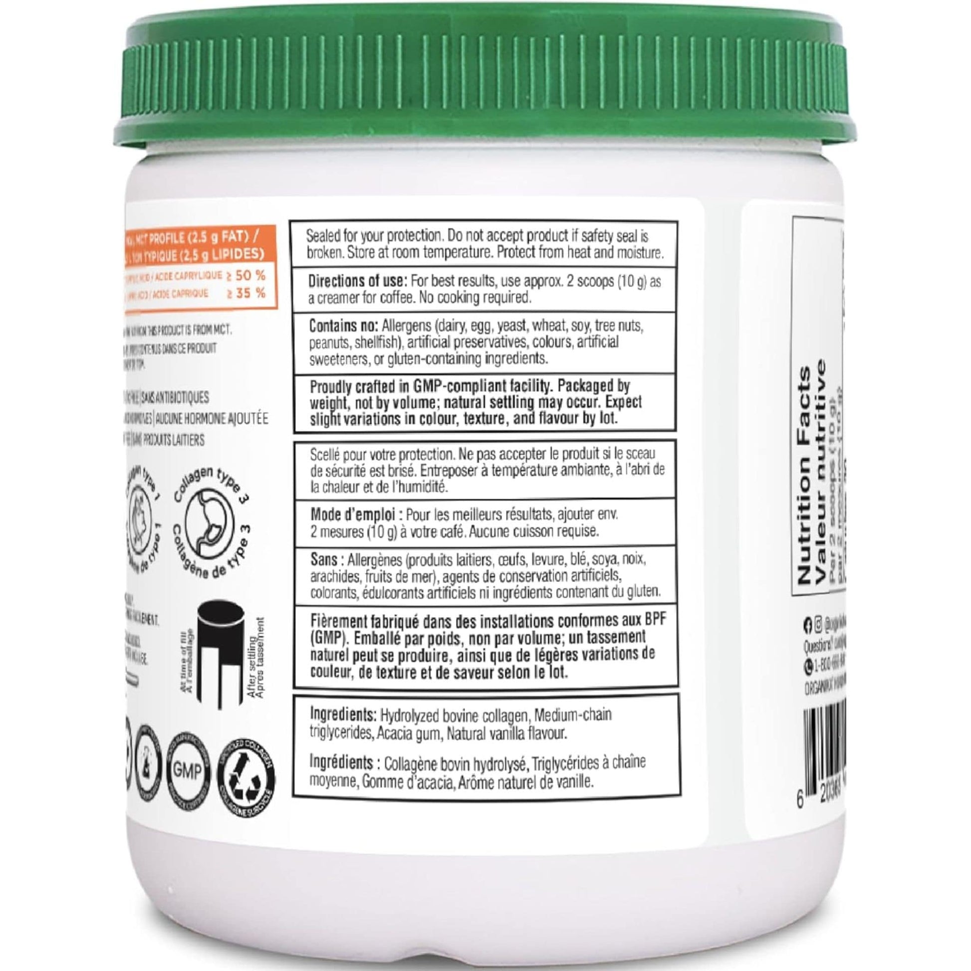 Vanilla Flavour, 150g | Organika Boost Enhanced Collagen Powder MCT Creamer