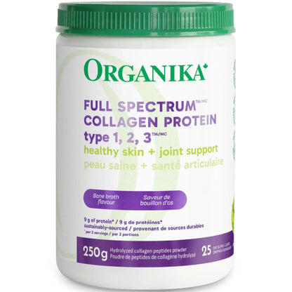 Bone Broth Flavour, 250g | Organika Full Spectrum Collagen Powder Protein type 1, 2, 3