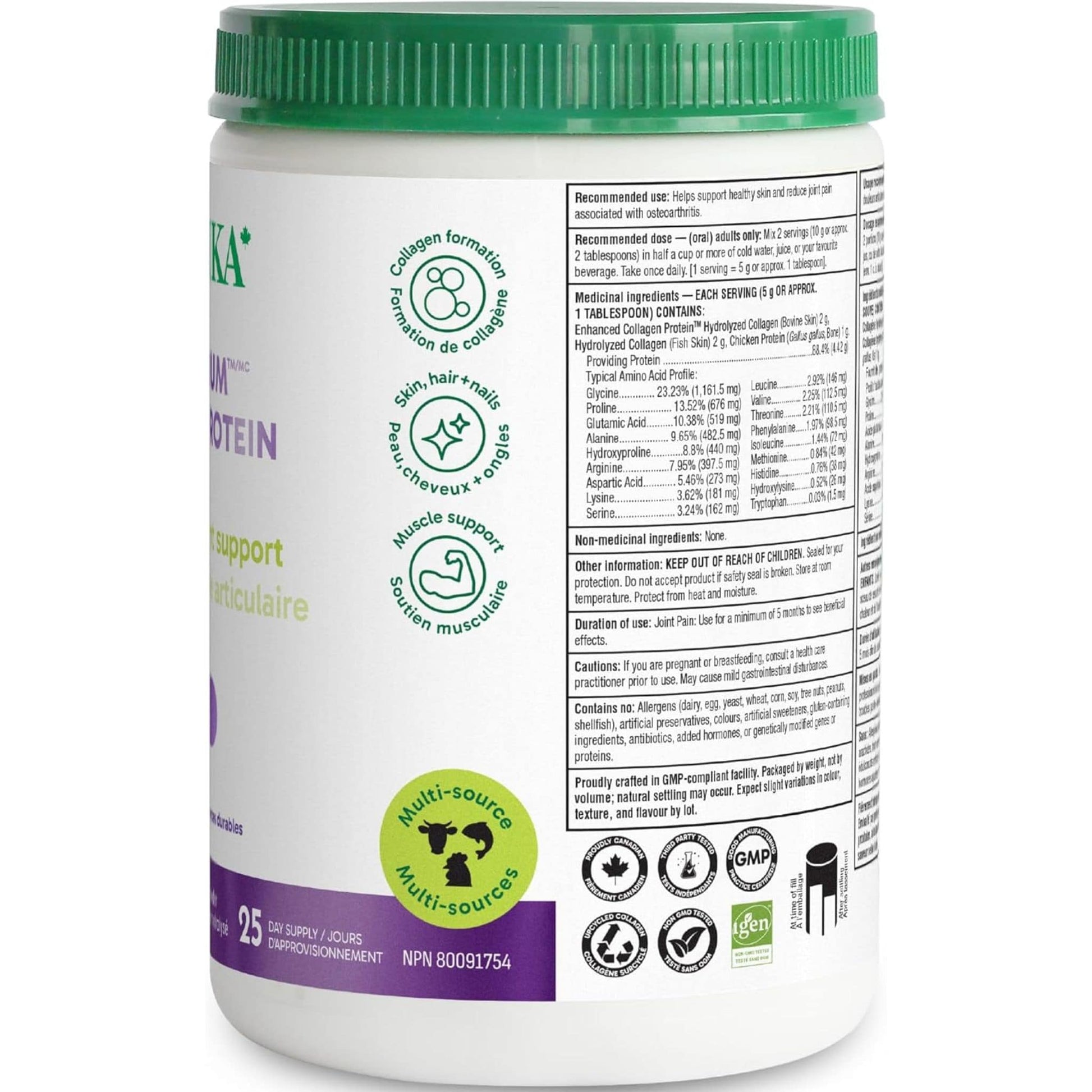 Bone Broth Flavour, 250g | Organika Full Spectrum Collagen Powder Protein type 1, 2, 3