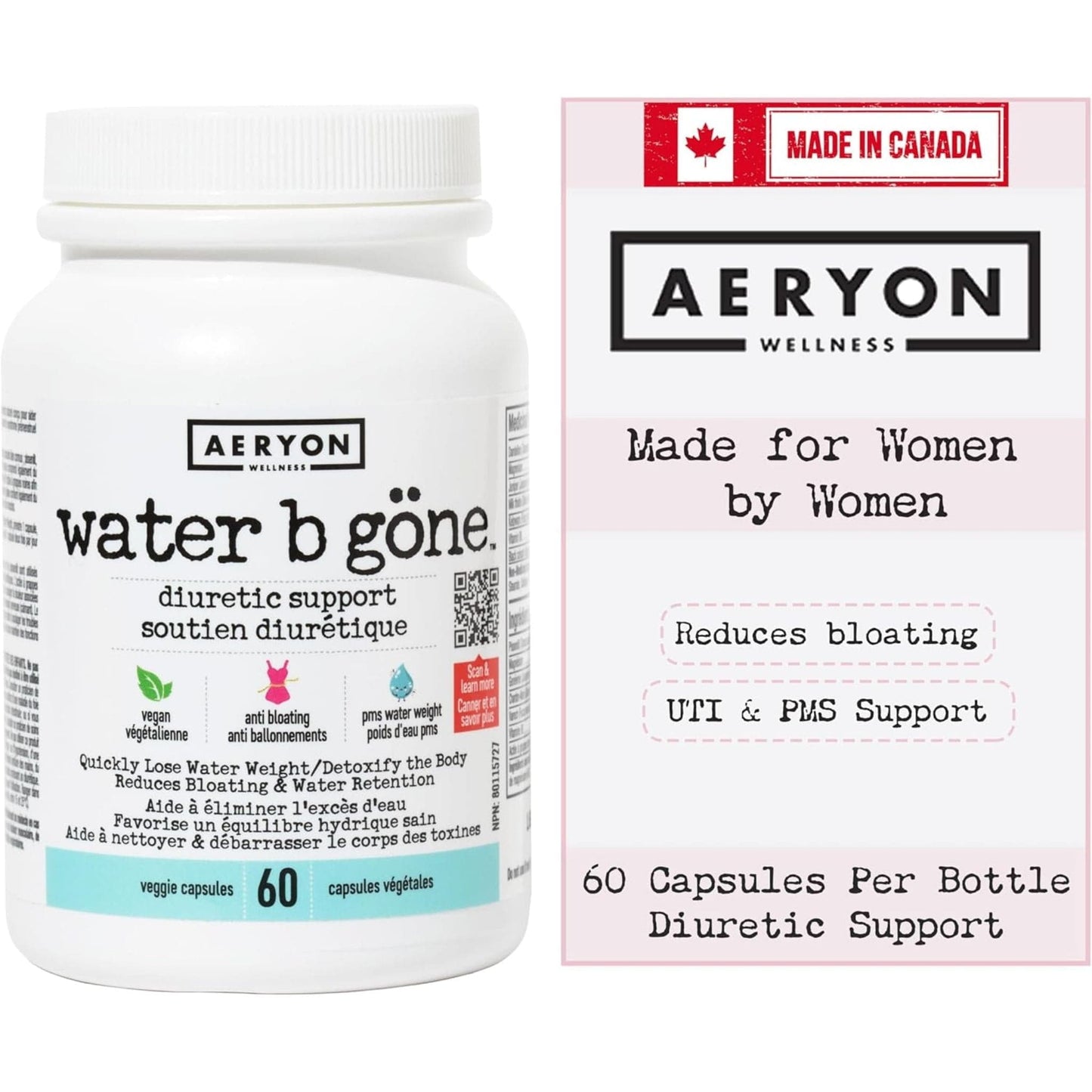 60 Vegetable Capsules | Aeryon Wellness Water B Gone Diuretic Support