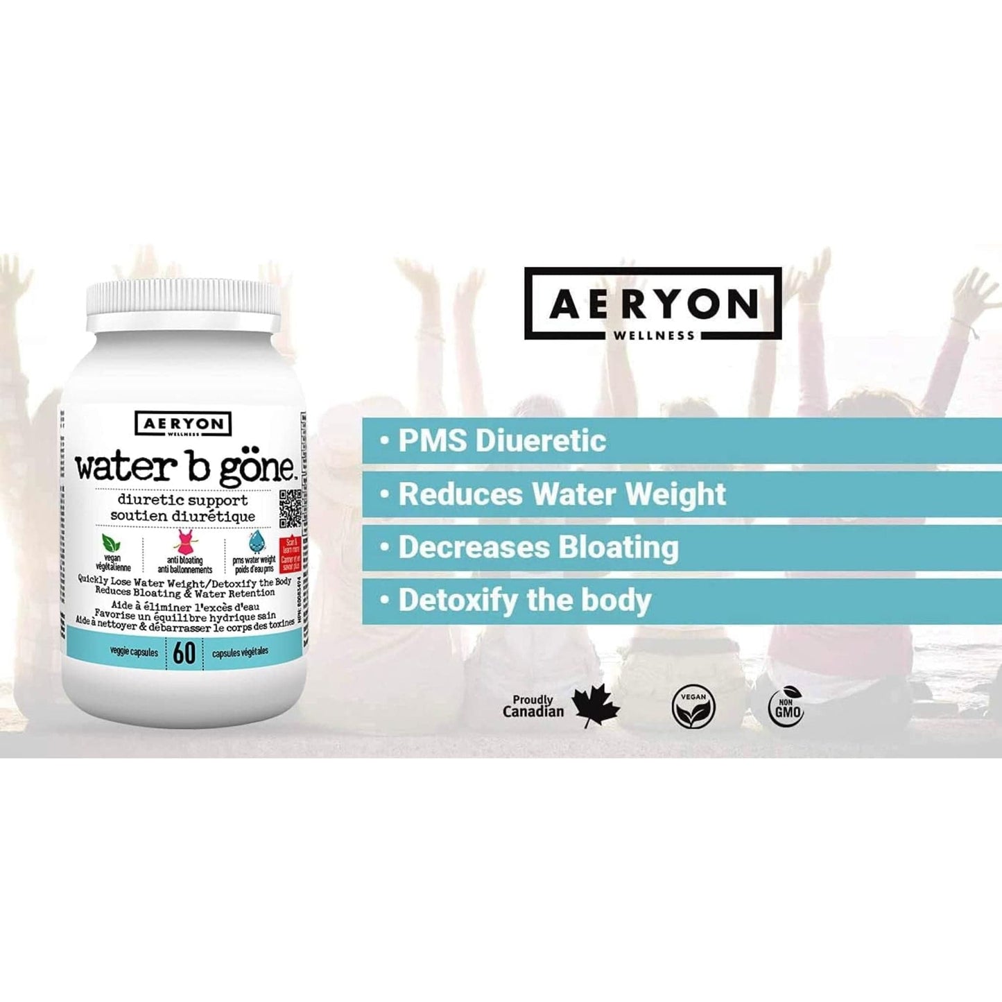 60 Vegetable Capsules | Aeryon Wellness Water B Gone Diuretic Support