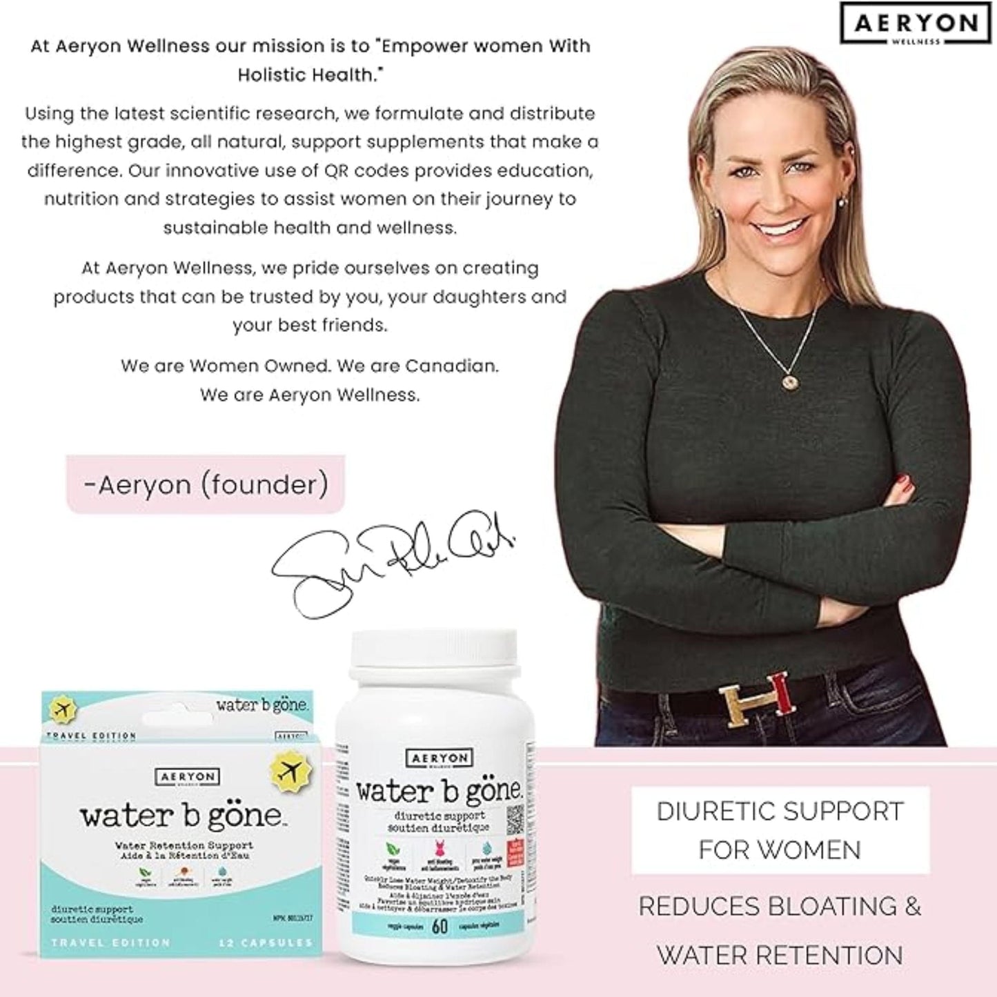 60 Vegetable Capsules | Aeryon Wellness Water B Gone Diuretic Support