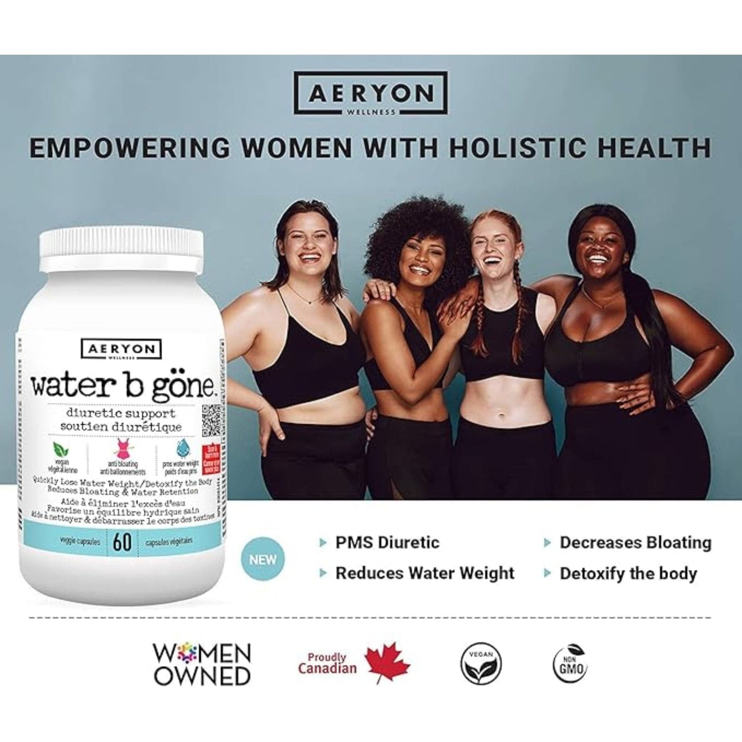 60 Vegetable Capsules | Aeryon Wellness Water B Gone Diuretic Support