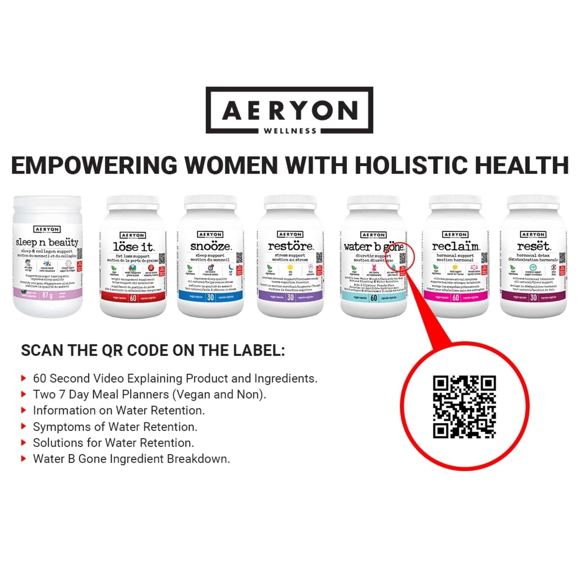 60 Vegetable Capsules | Aeryon Wellness Water B Gone Diuretic Support