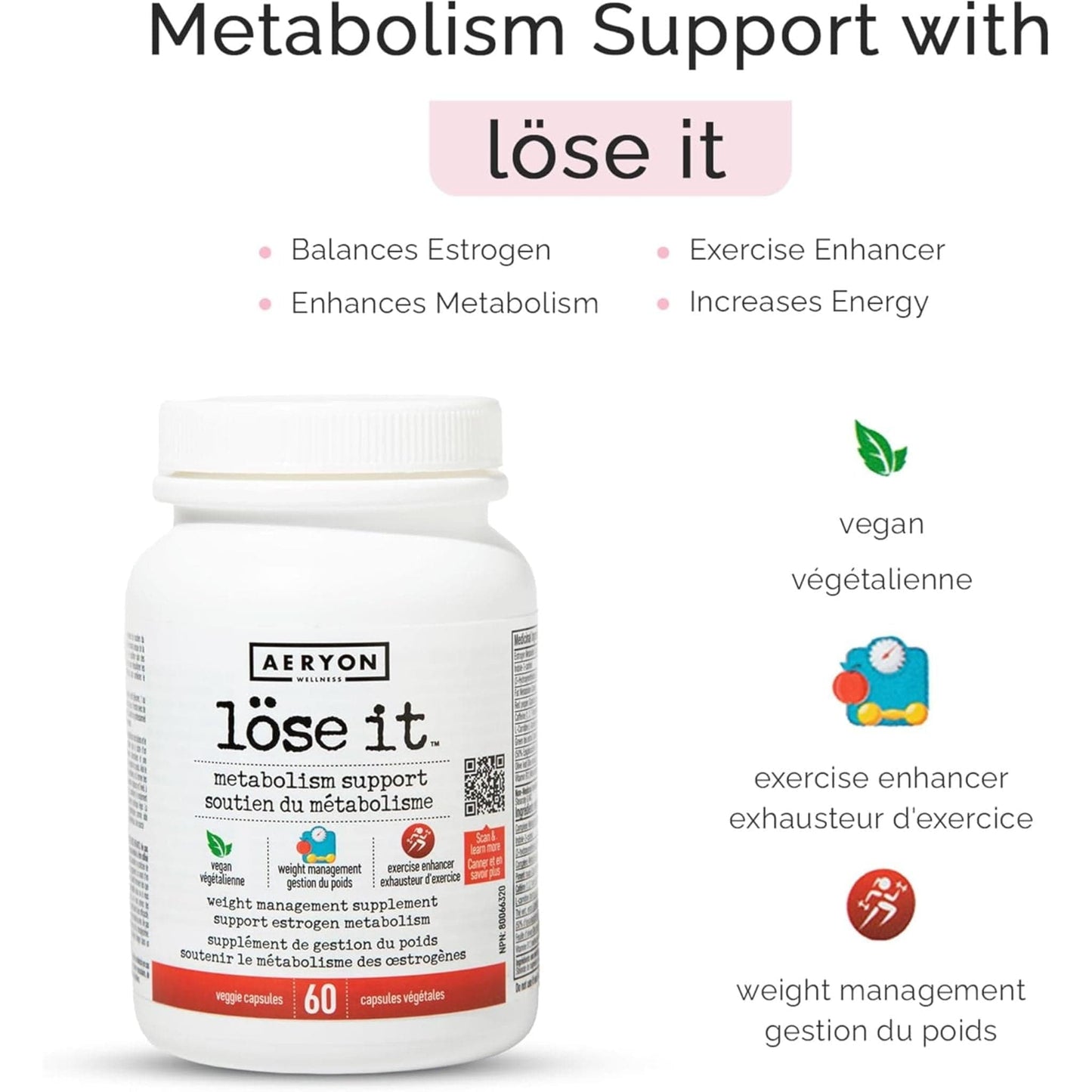 60 Vegetable Capsules | Aeryon Wellness Lose It Metabolism Support