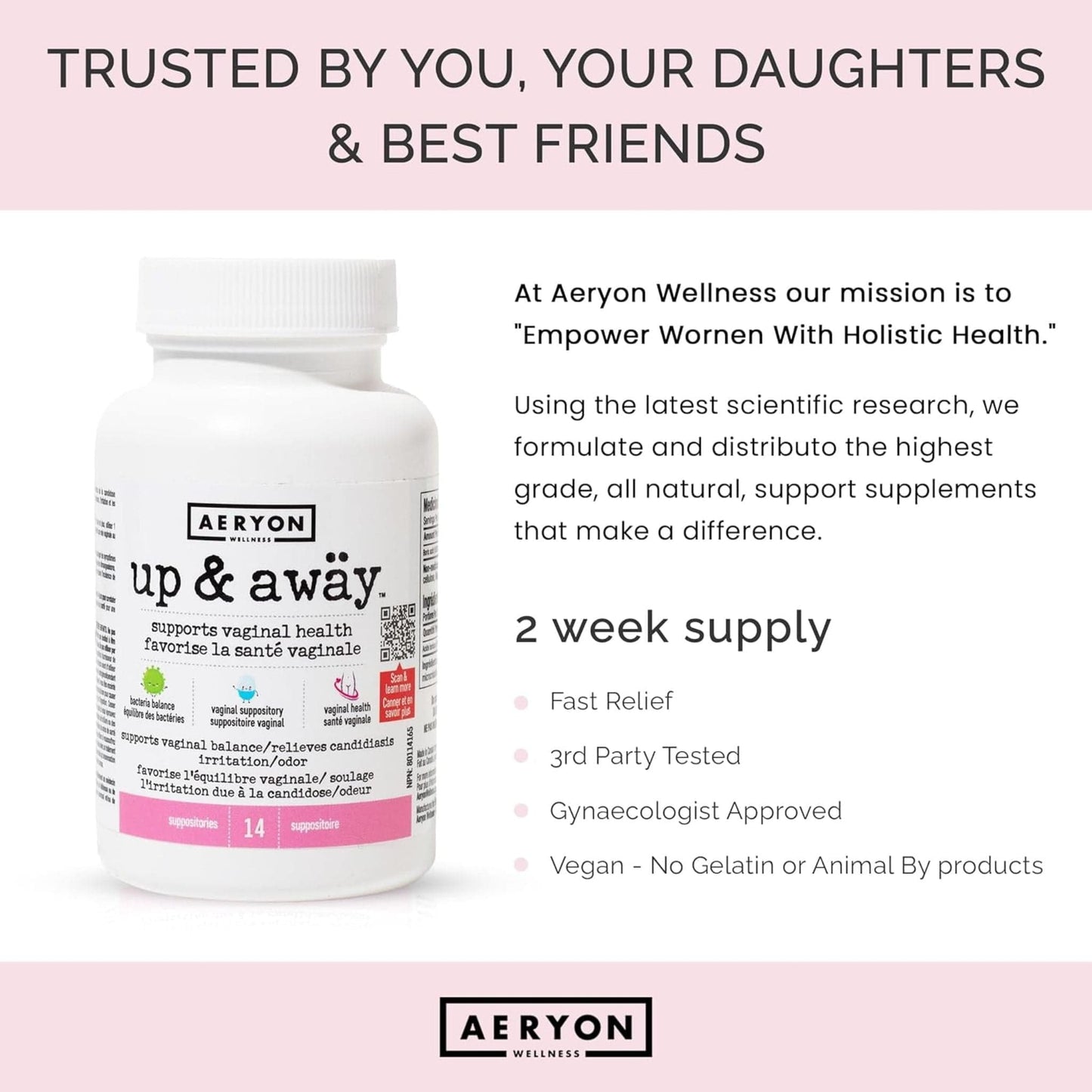 14 Suppositories | Aeryon Wellness Up & Away, Boric Acid For Vaginal Support