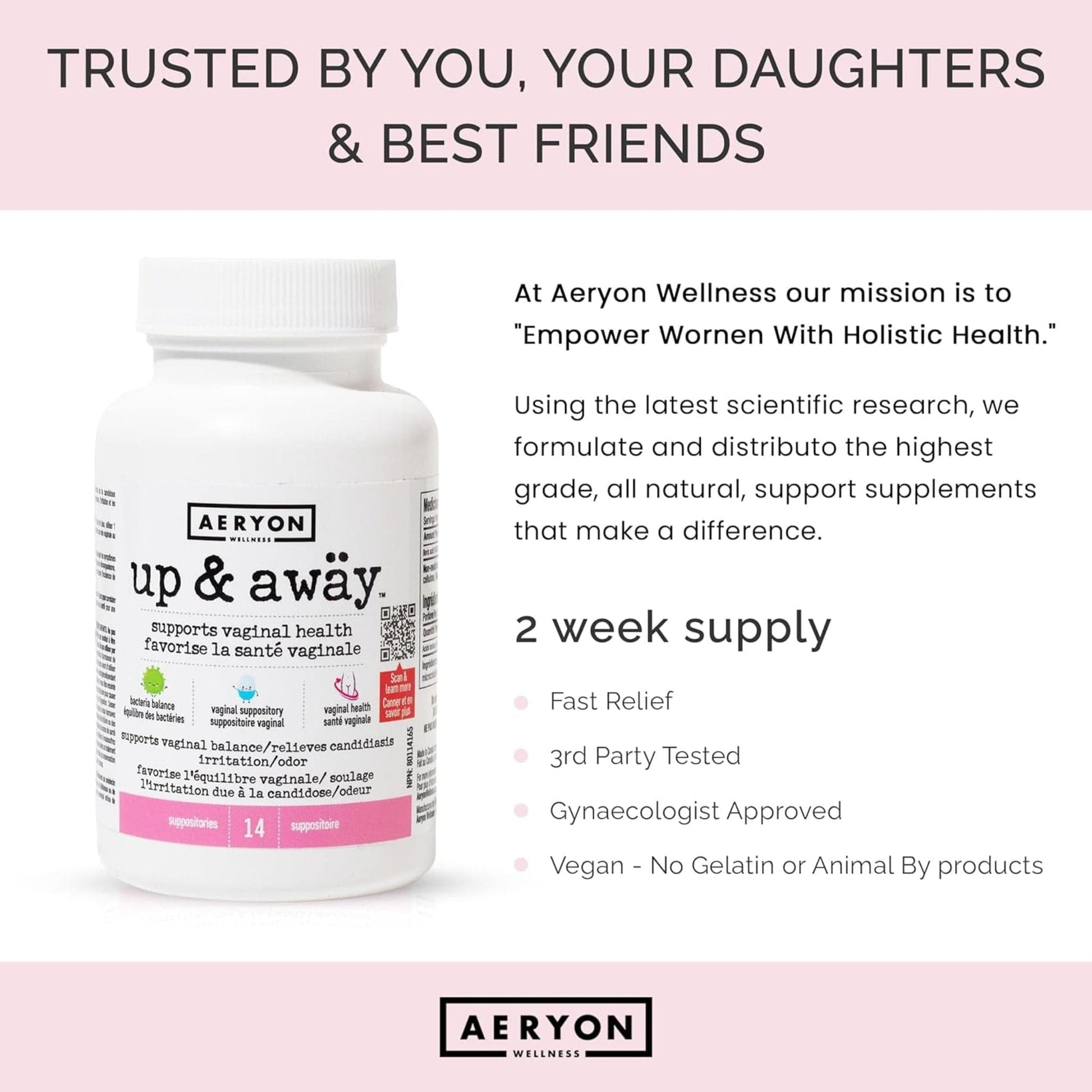 14 Suppositories | Aeryon Wellness Up & Away, Boric Acid For Vaginal Support