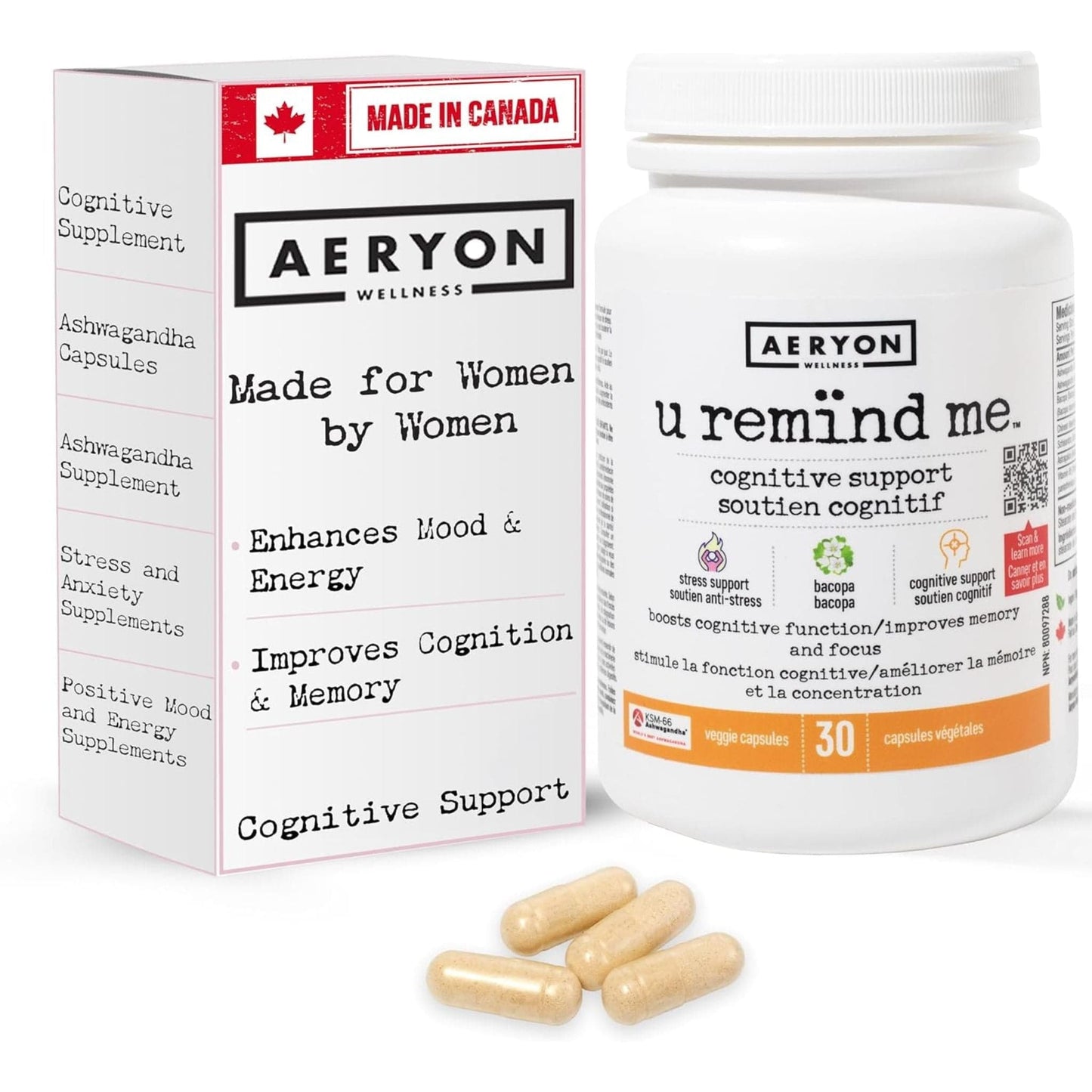 30 Vegetable Capsules | Aeryon Wellness U Remind Me Cognitive Support