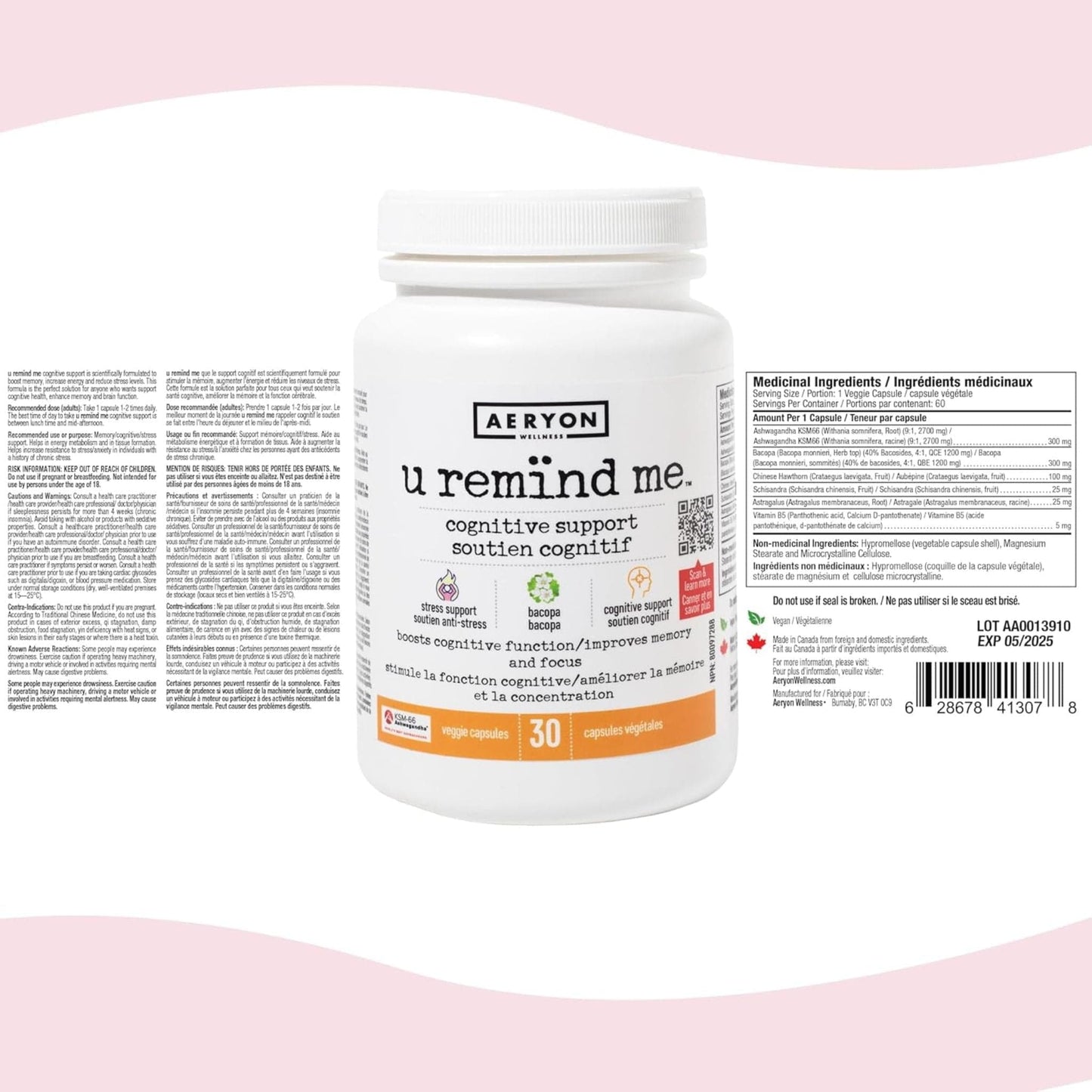 30 Vegetable Capsules | Aeryon Wellness U Remind Me Cognitive Support