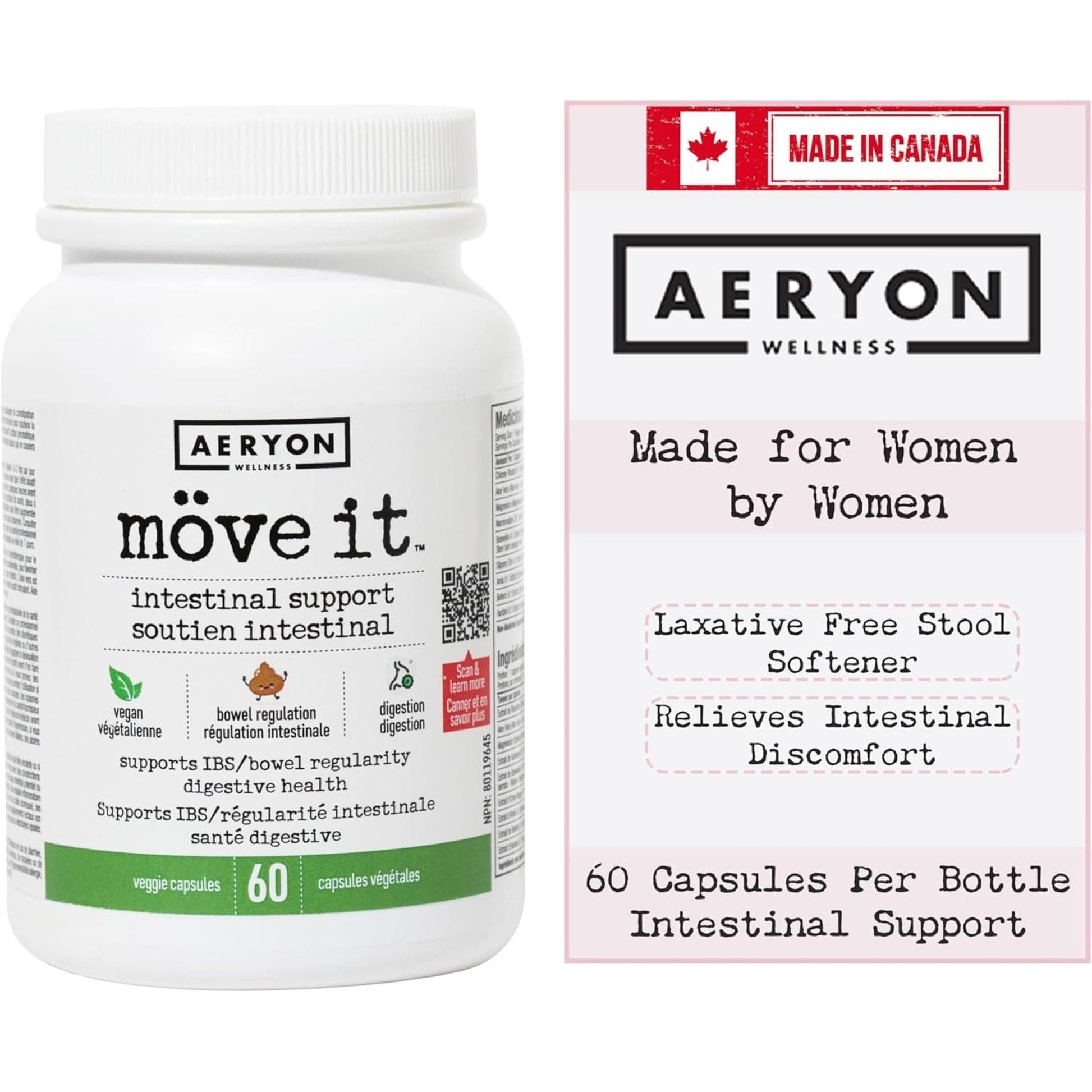 60 Vegetable Capsules | Aeryon Wellness Move It, Supports IBS
