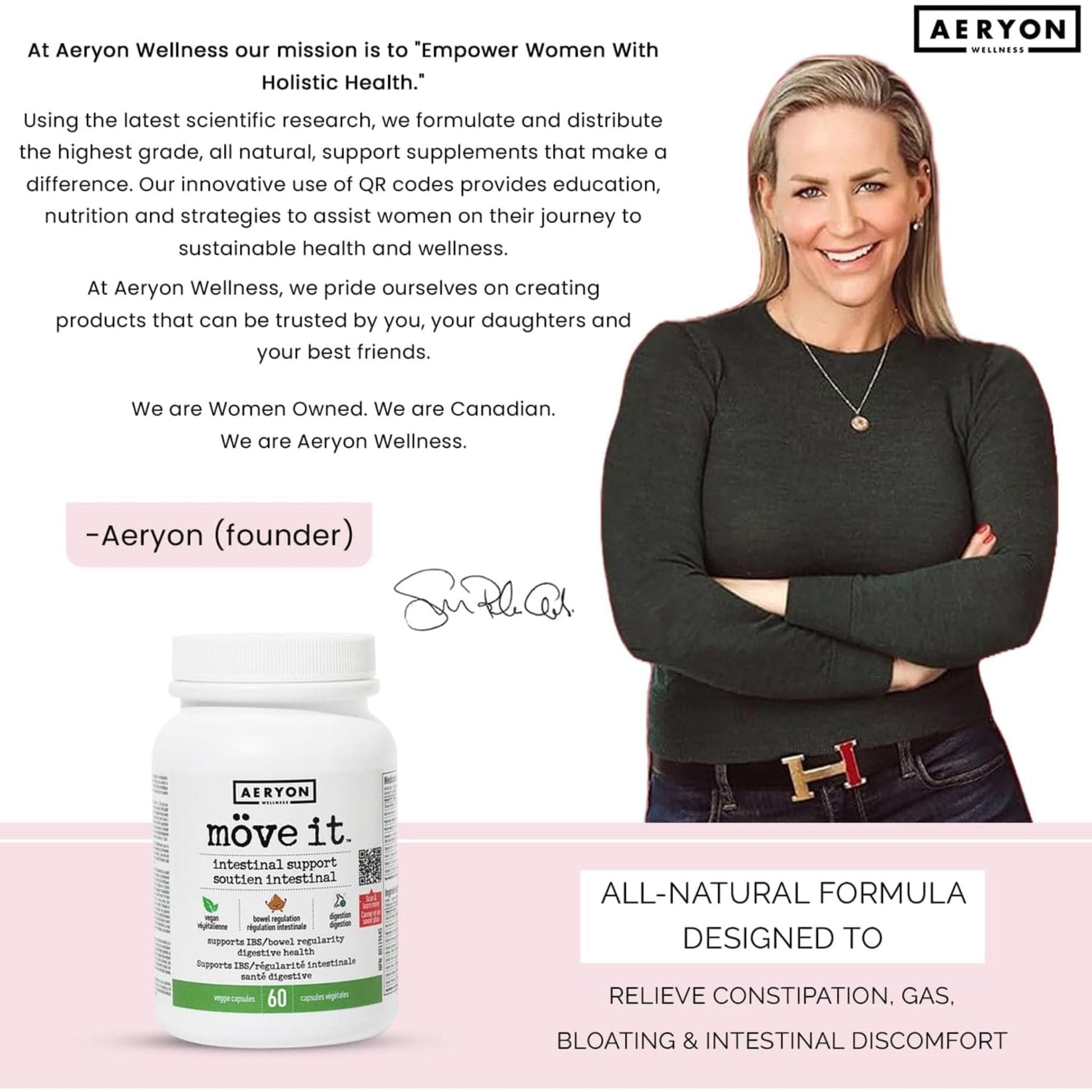 60 Vegetable Capsules | Aeryon Wellness Move It, Supports IBS