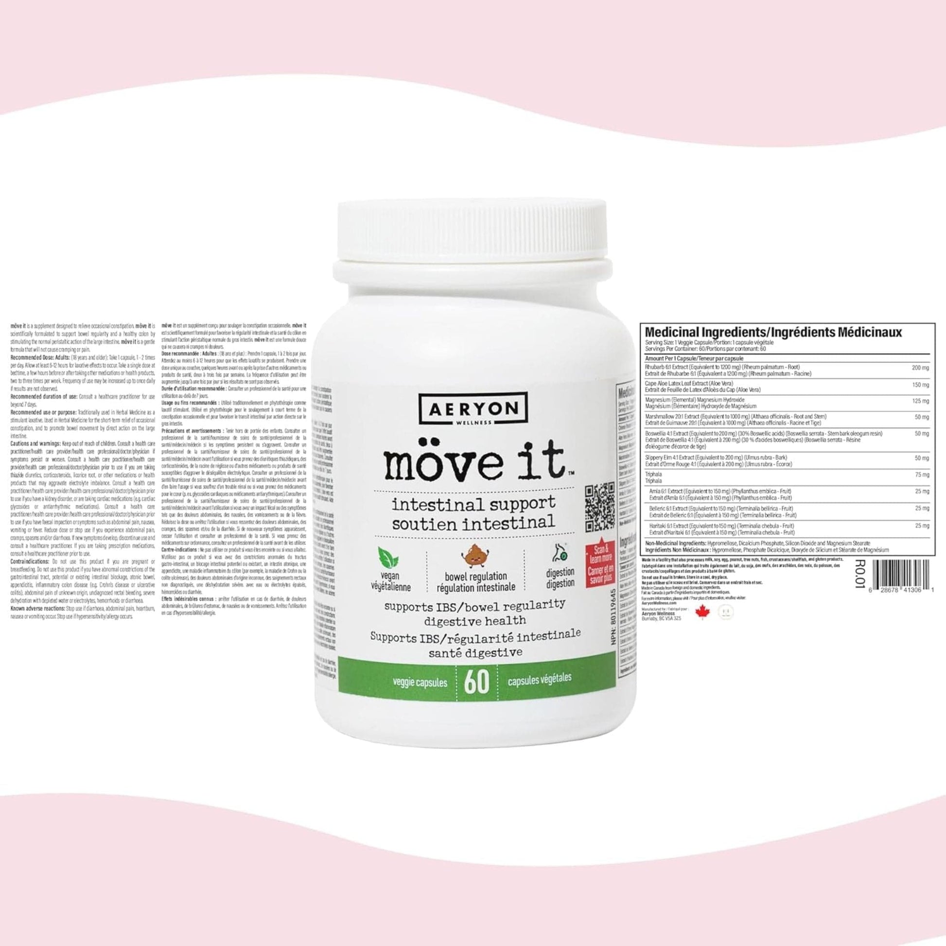 60 Vegetable Capsules | Aeryon Wellness Move It, Supports IBS