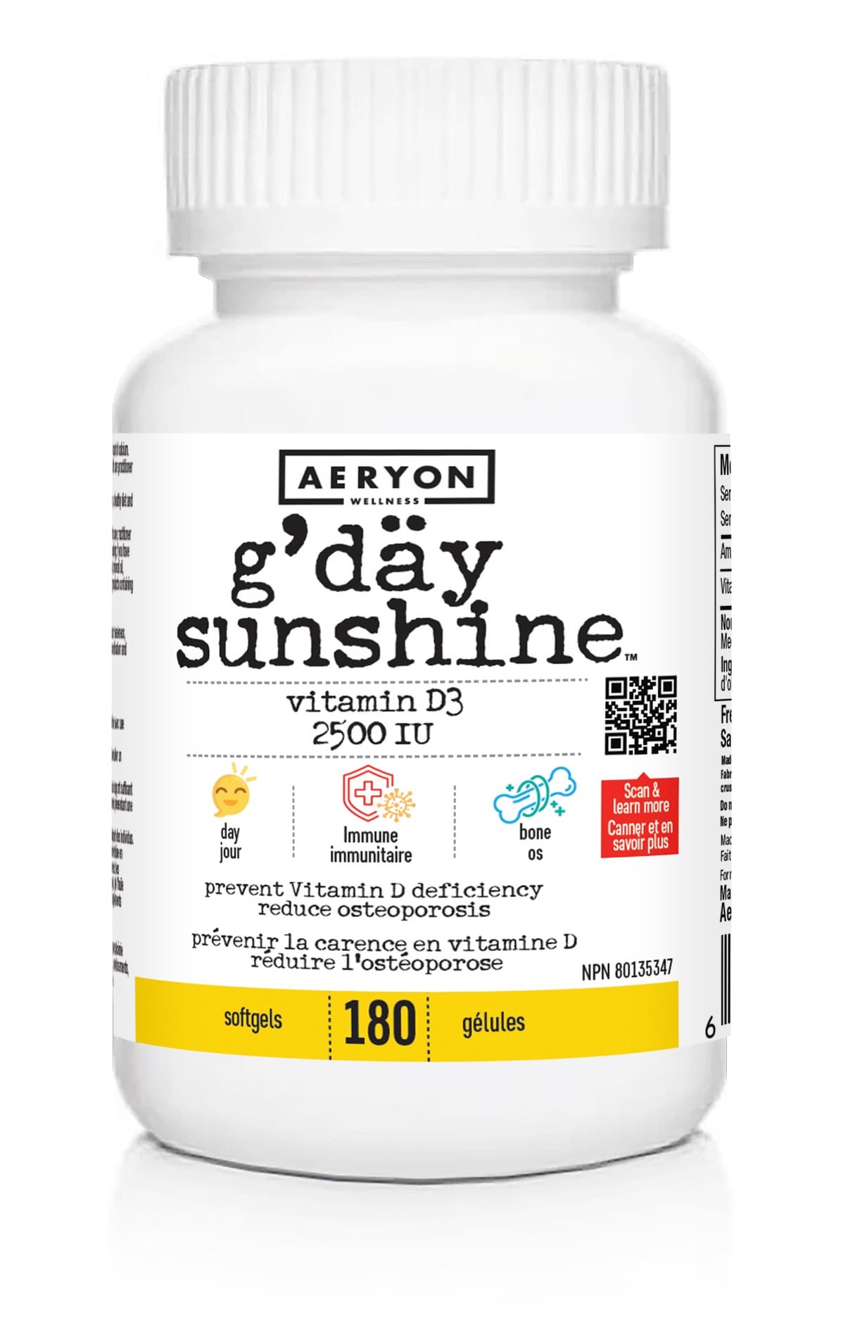 Aeryon Wellness G'Day Sunshine Vitamin D3 2500 IU
